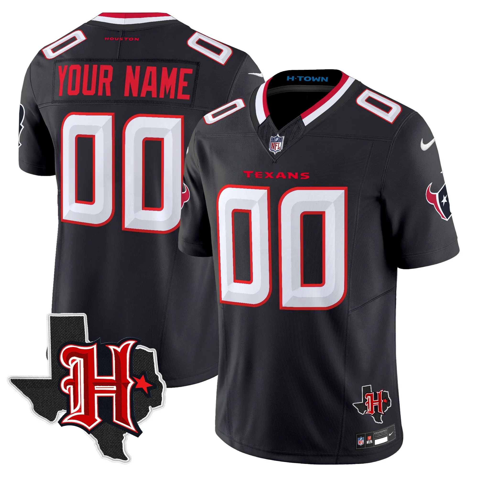 Houston Texans 2024 Texas Patch Vapor Limited Custom Jersey V5 - All Stitched