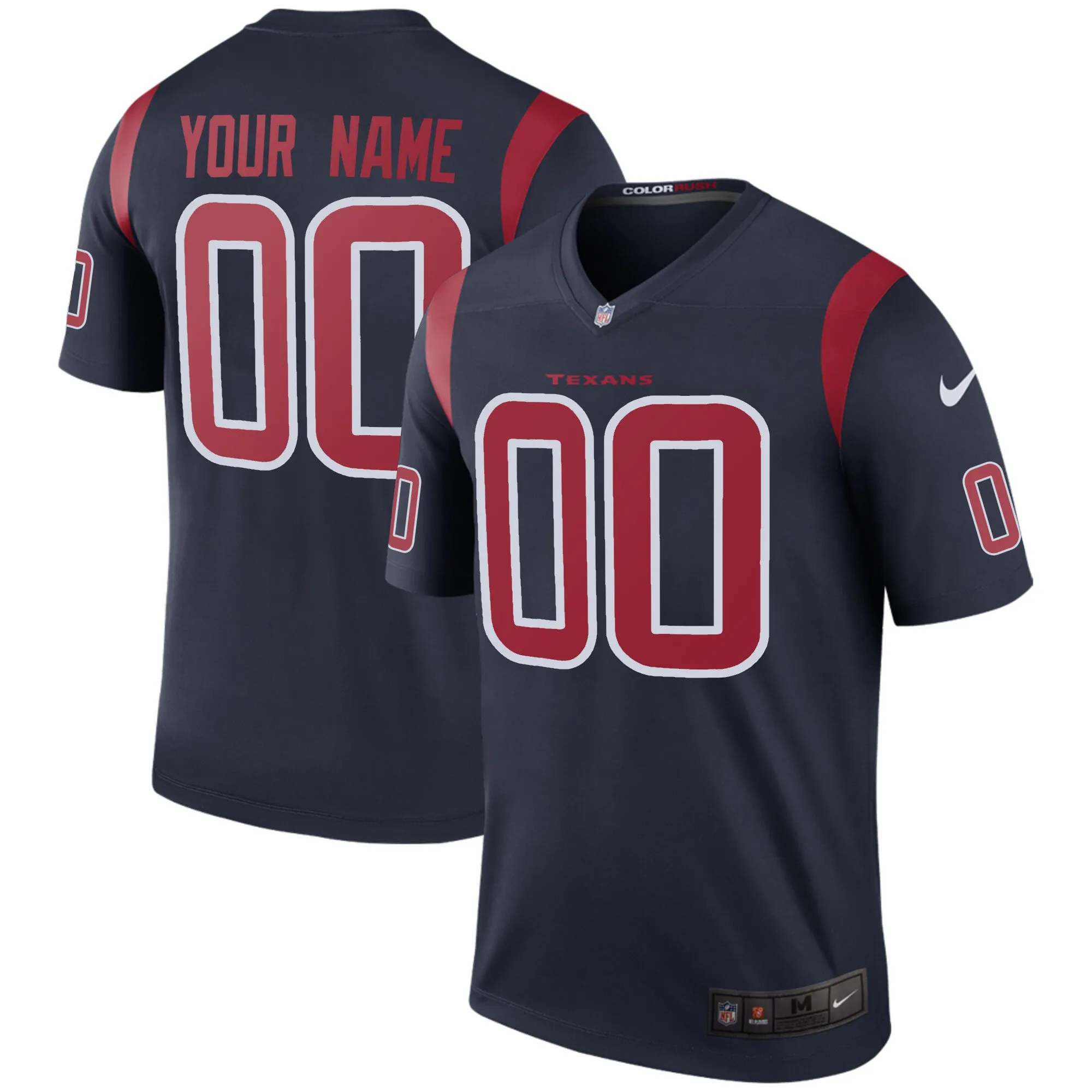 Houston Texans Color Rush Legend Game Custom Jersey - All Stitched