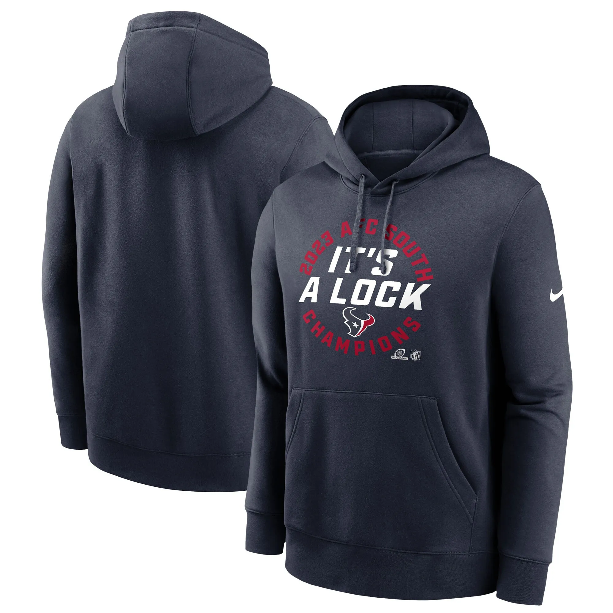 Houston Texans Navy 2023 AFC South Division Champions Locker Room Trophy Collection Club Pullover Hoodie - Printed
