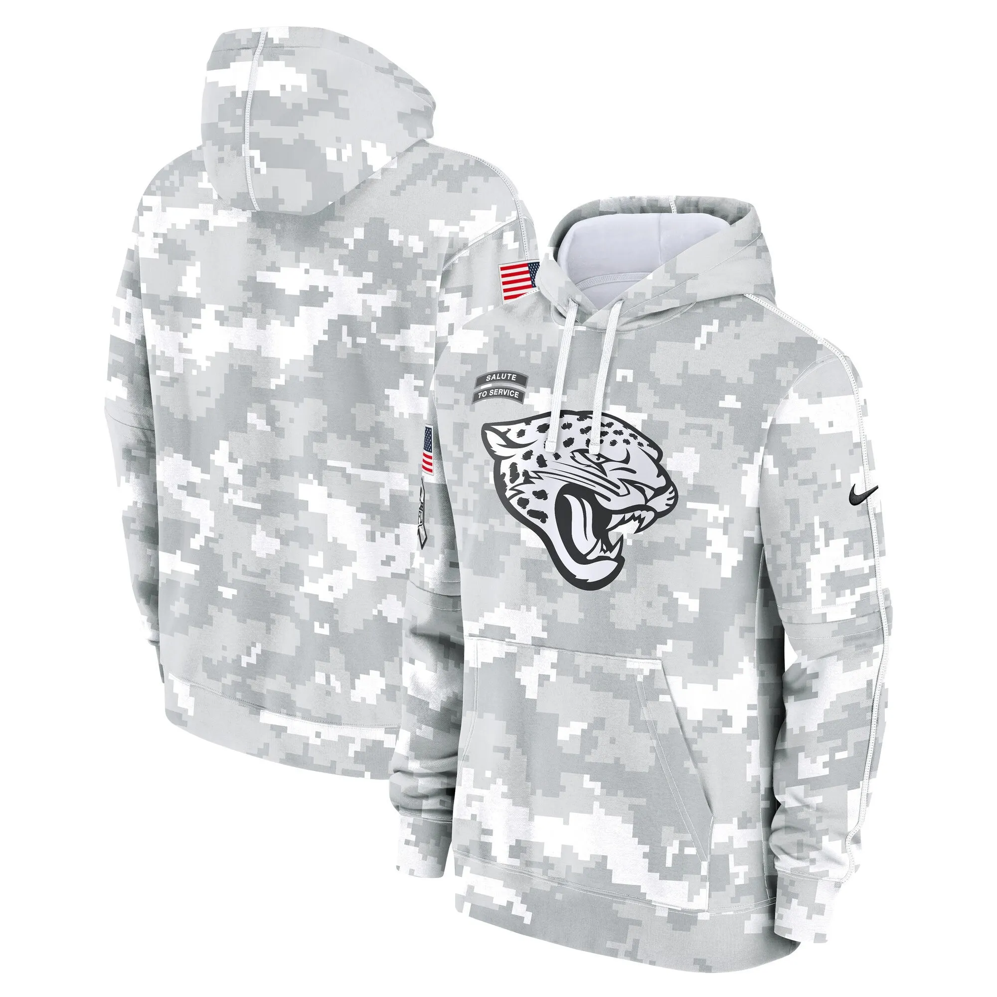 Jacksonville Jaguars 2024 Salute to Service Pullover Hoodie - Arctic Camo - All Stitched