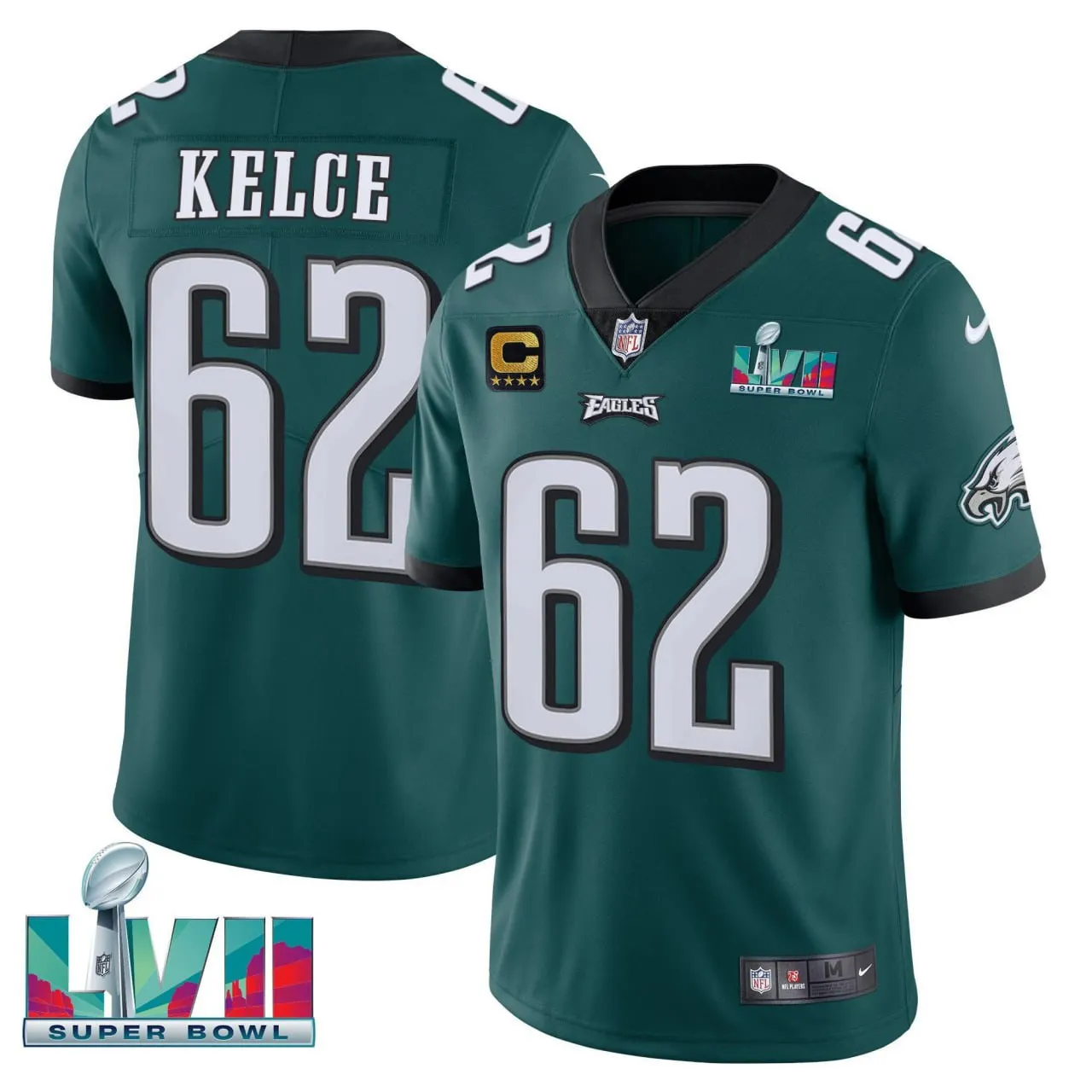Jason Kelce Eagles Super Bowl Patch Green Vapor Limited - All Stitched