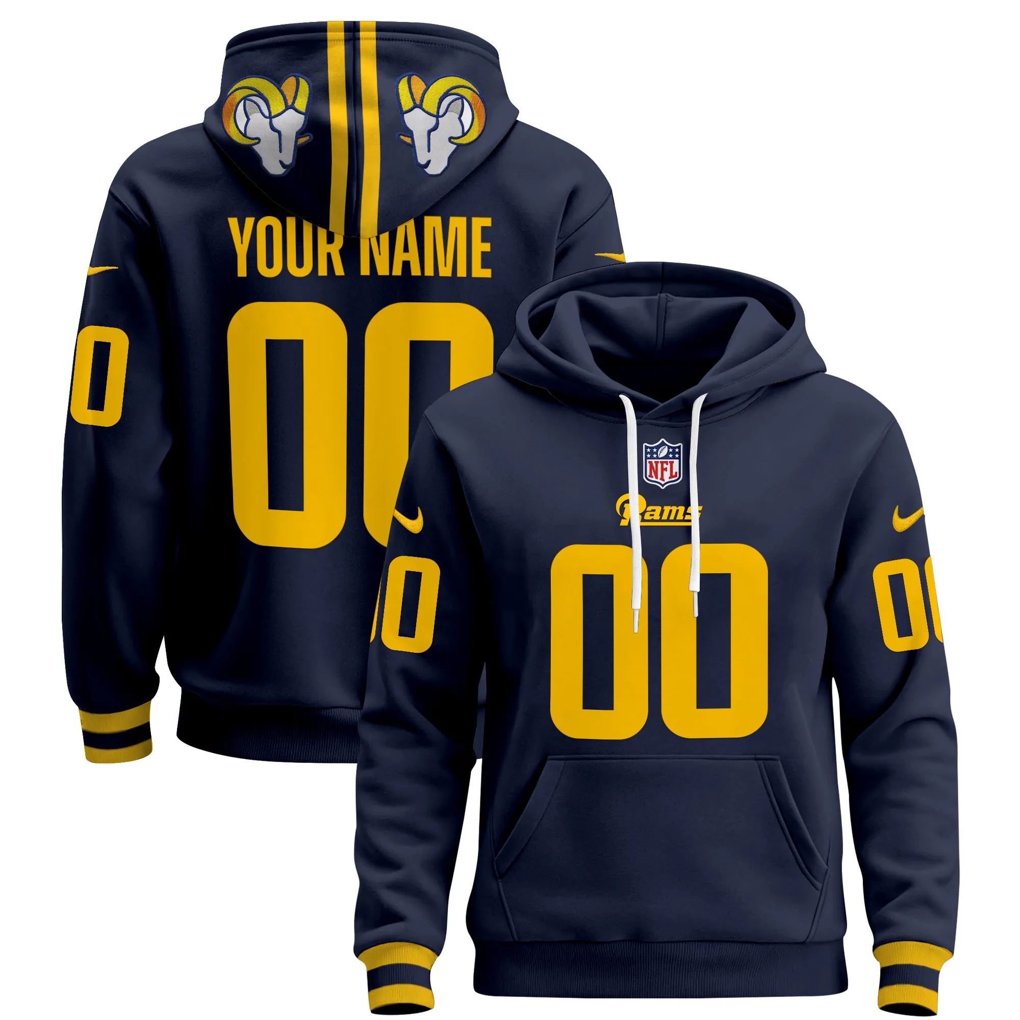 Los Angeles Rams 2024 Custom Pullover Hoodie - All Stitched