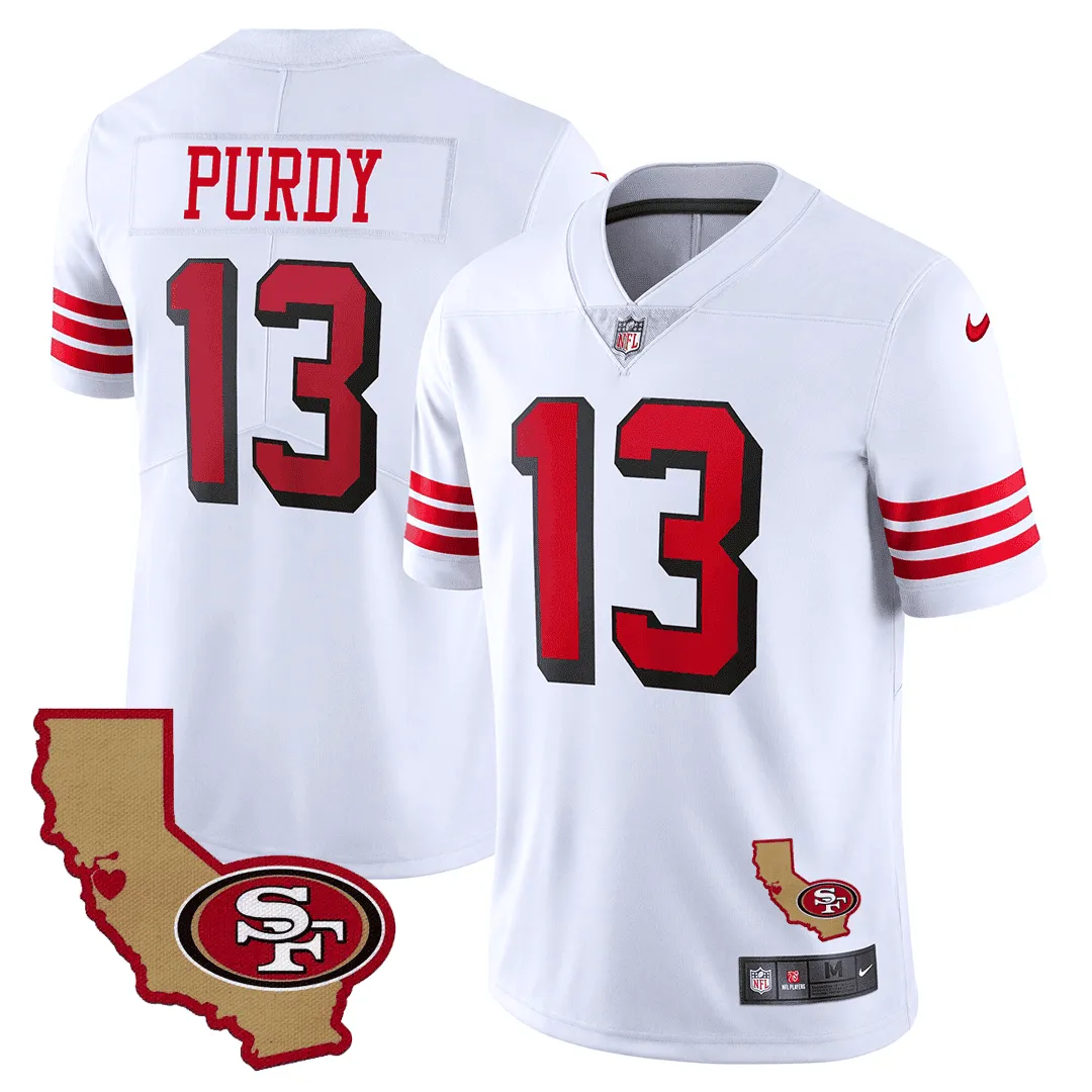 Men's 49ers 1994 California State Map Patch Throwback Jersey - All Stitched
