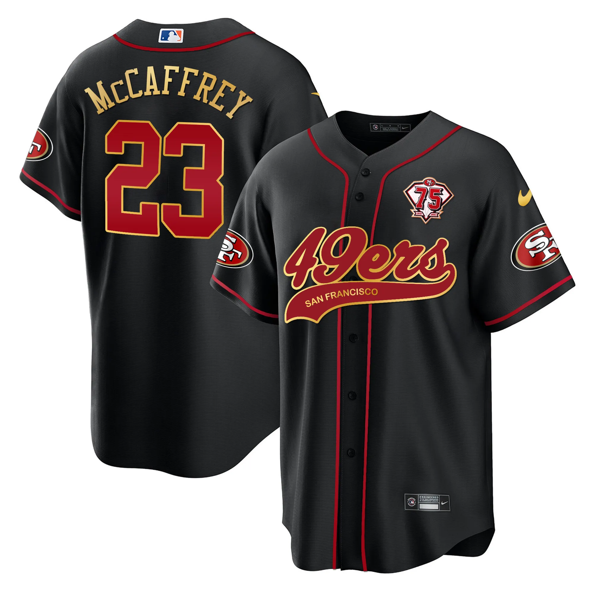 Men's 49ers Cool Base Gold Jersey V2 - All Stitched