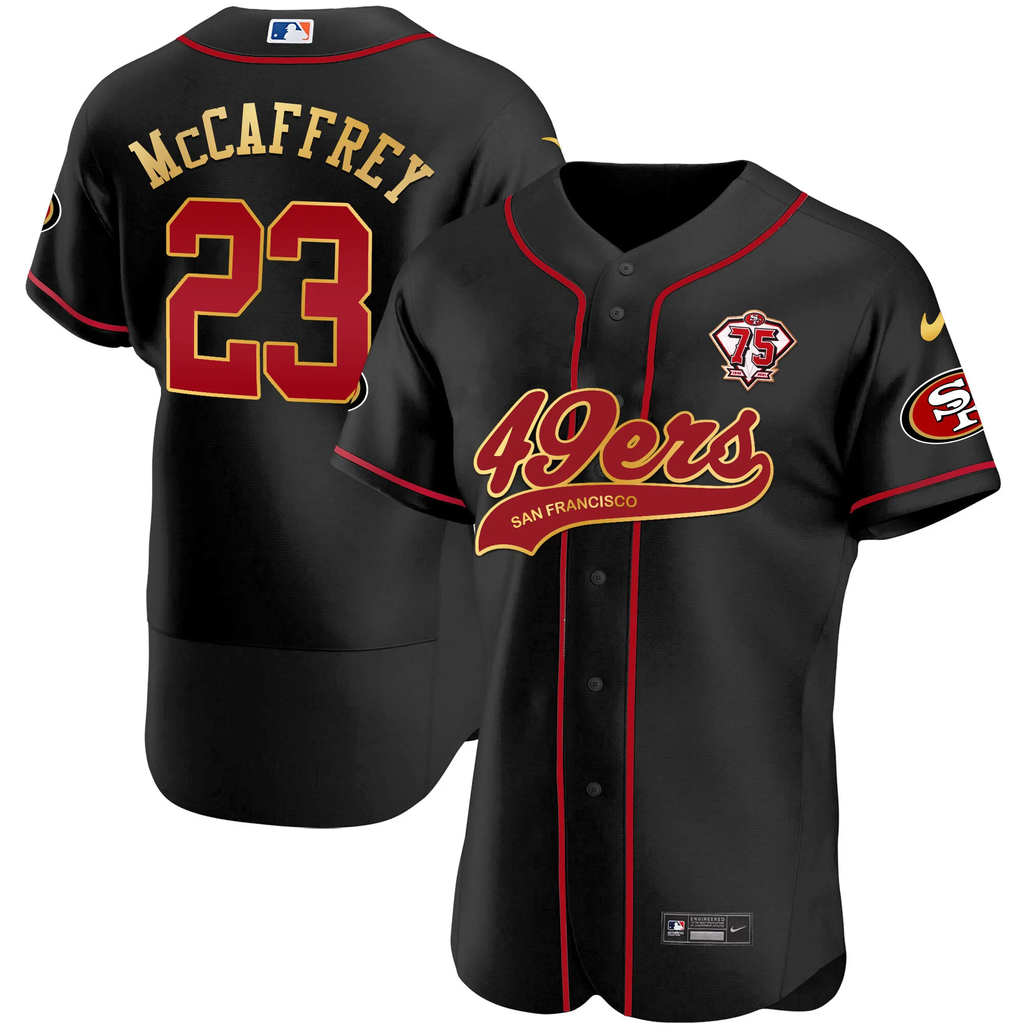 Men's 49ers Cool Base Gold Jersey V2 - All Stitched