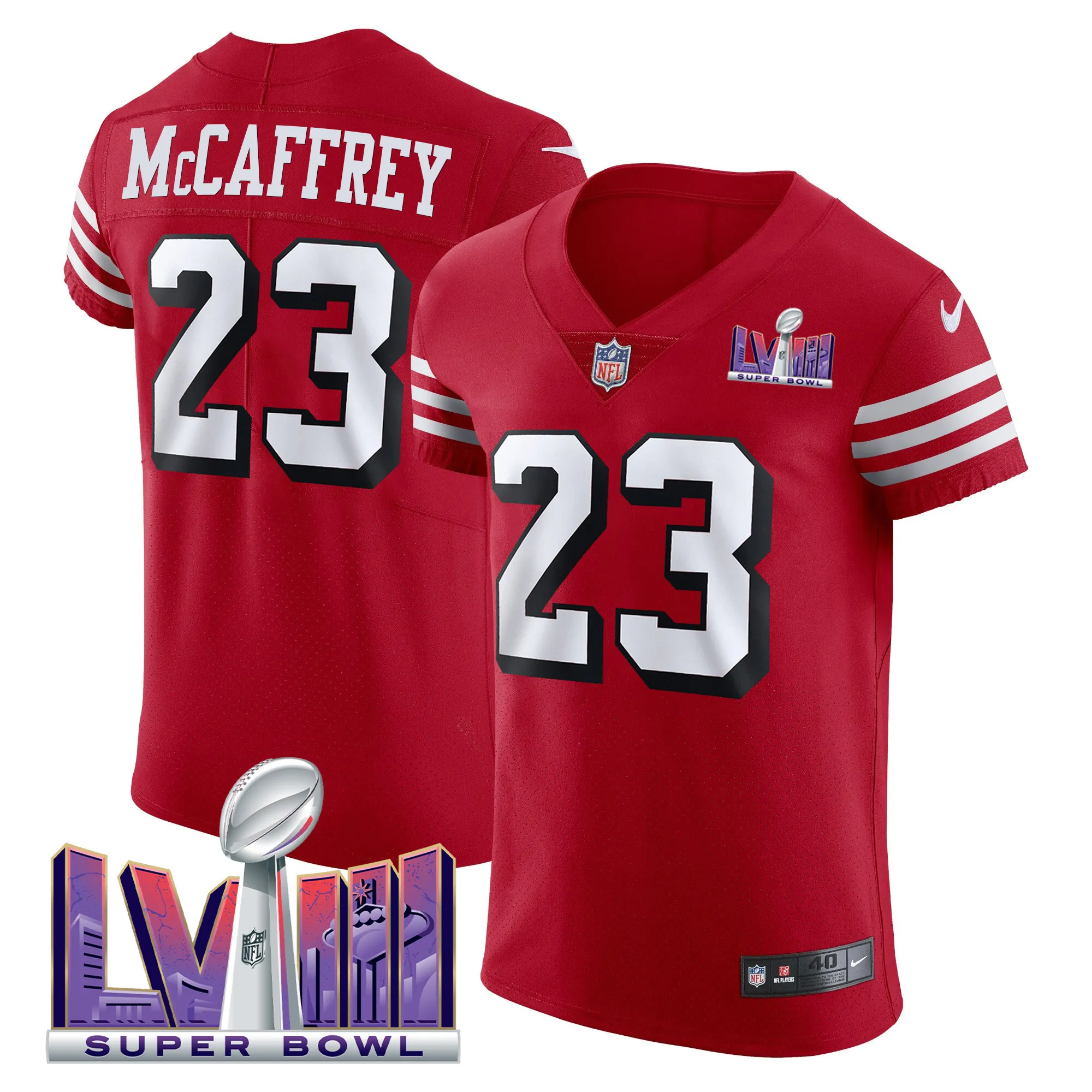 Men's 49ers Super Bowl LVIII Gold Patch Vapor Elite Jersey - All Stitched