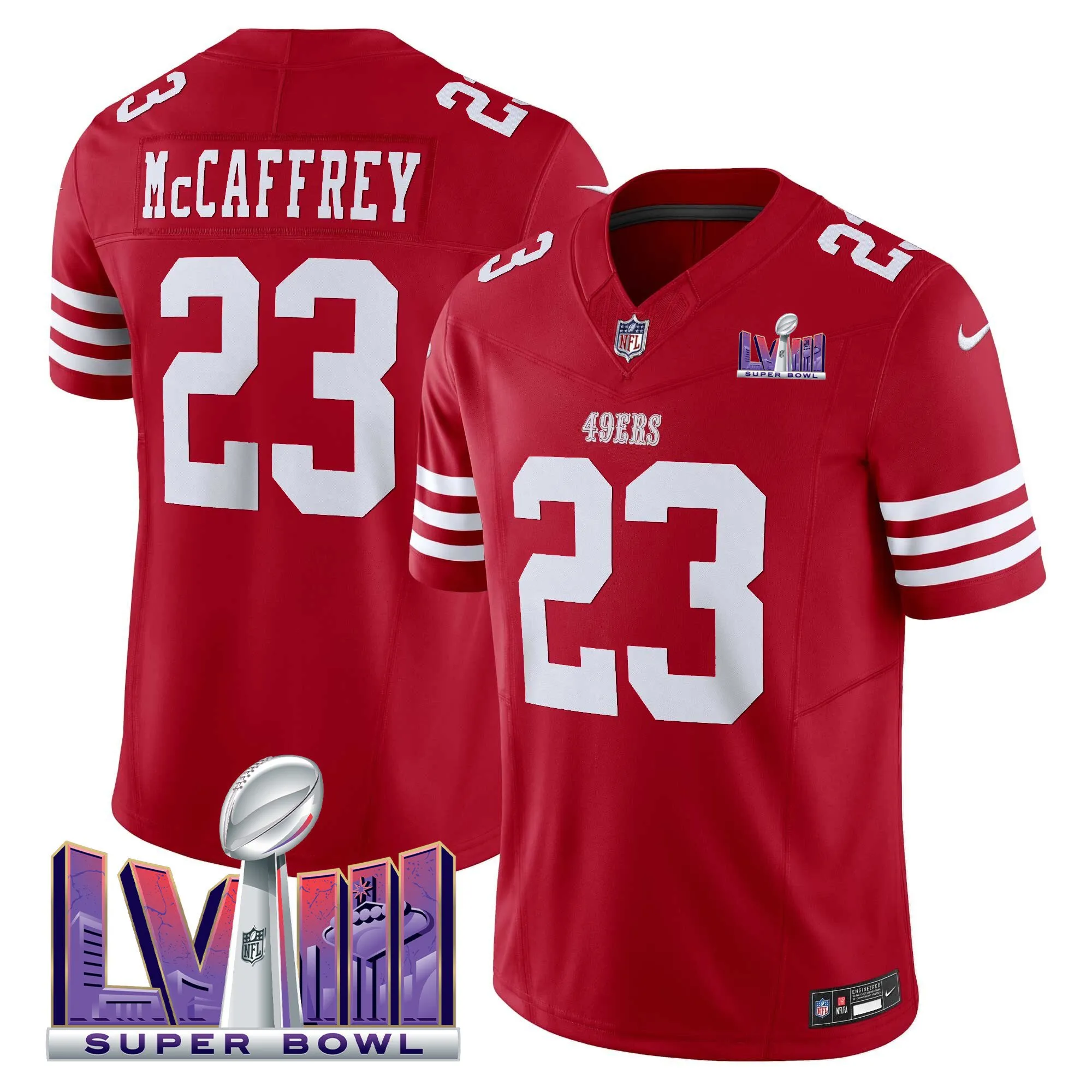 Men's 49ers Super Bowl LVIII Patch Vapor Limited Jersey - All Stitched