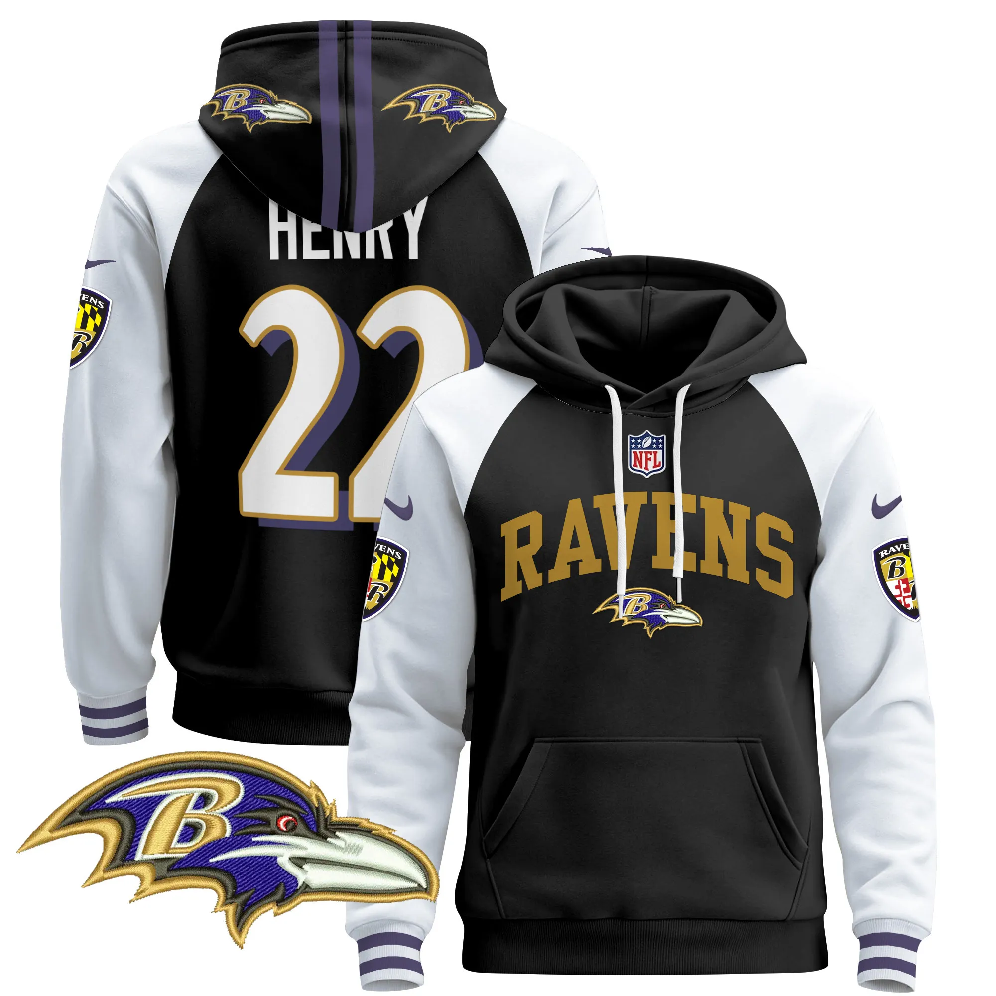 Men's Baltimore Ravens 2024 Pullover Hoodie V2 - All Stitched