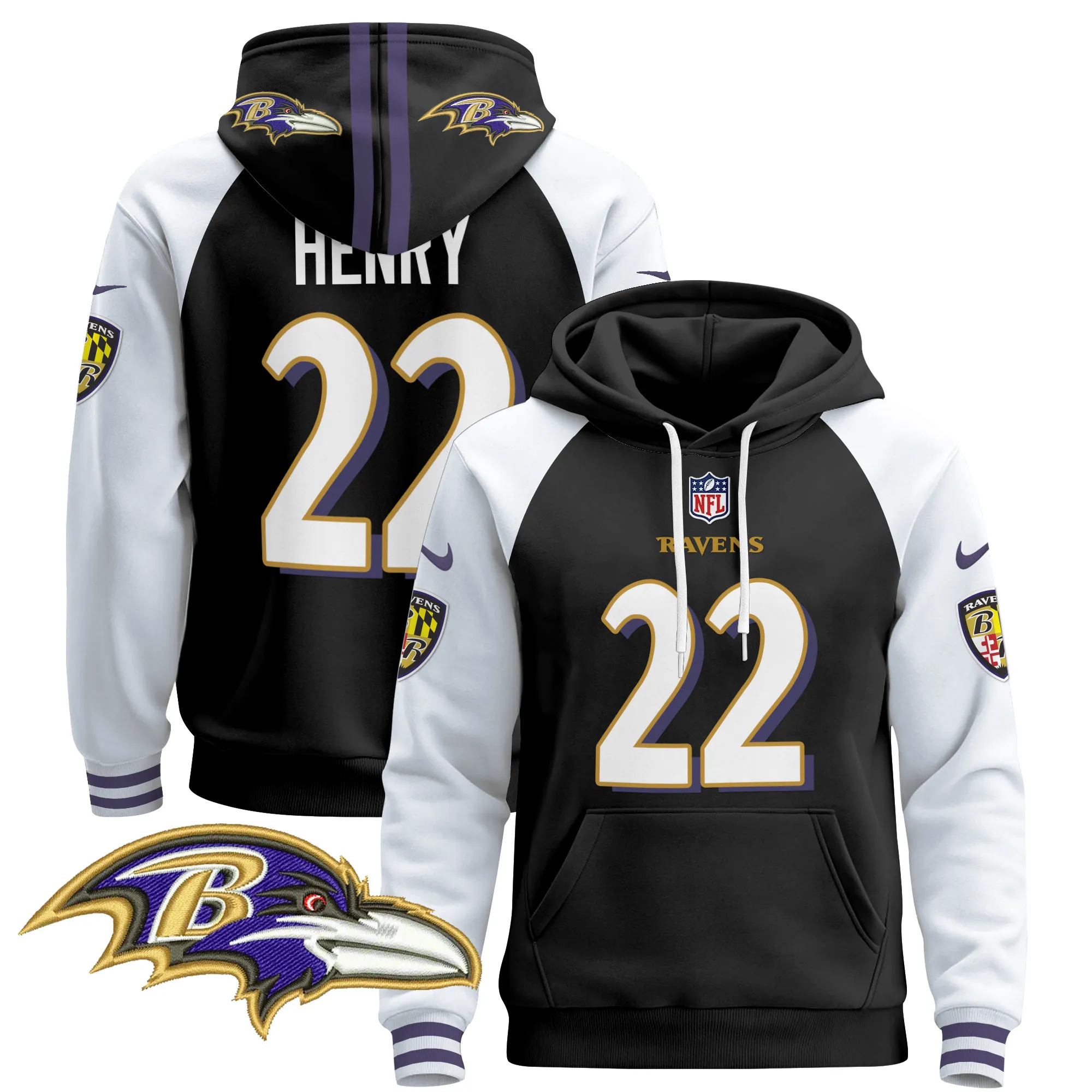 Men's Baltimore Ravens 2024 Pullover Hoodie V4 - All Stitched