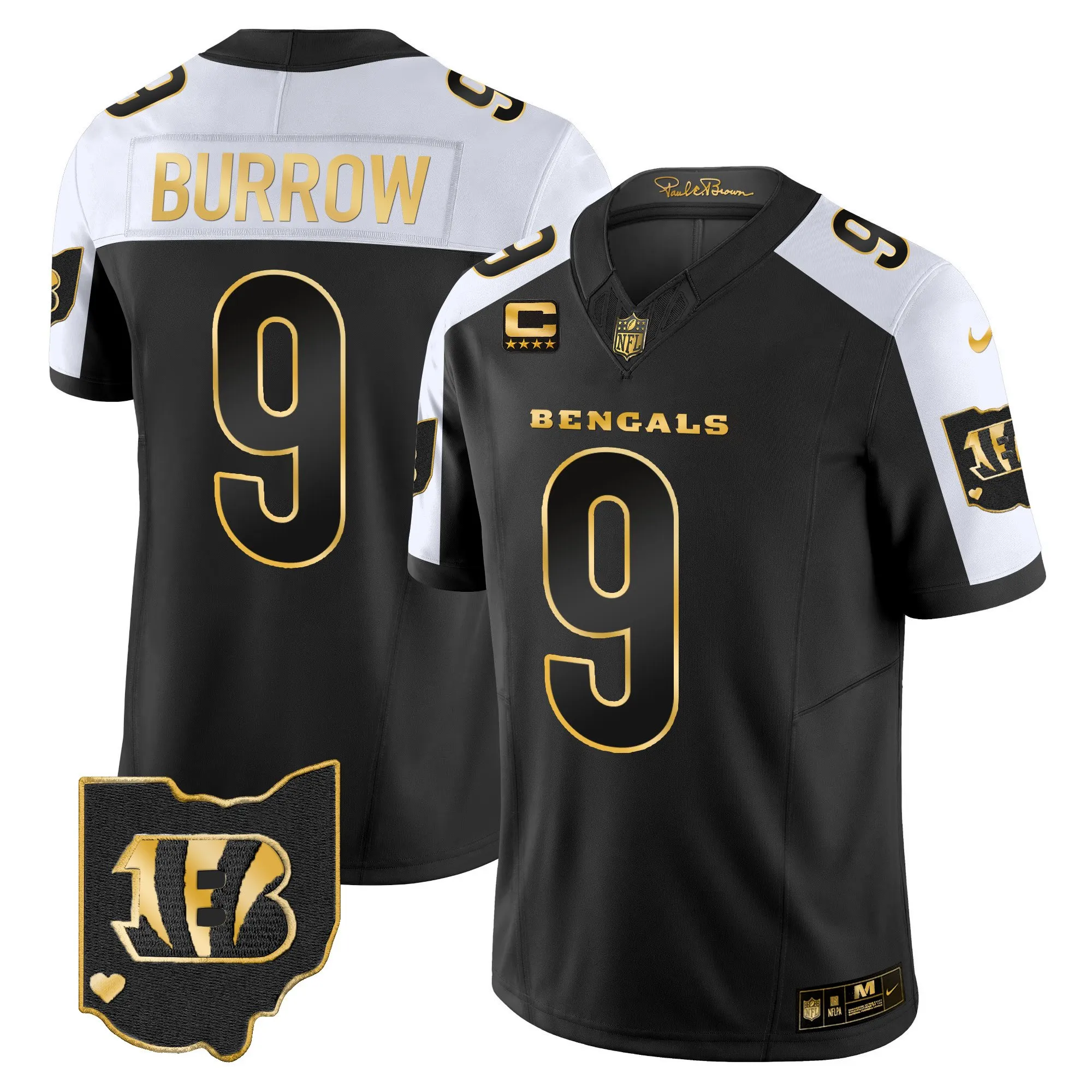 Men's Bengals Ohio Patch Gold Vapor Limited Jersey - All Stitched