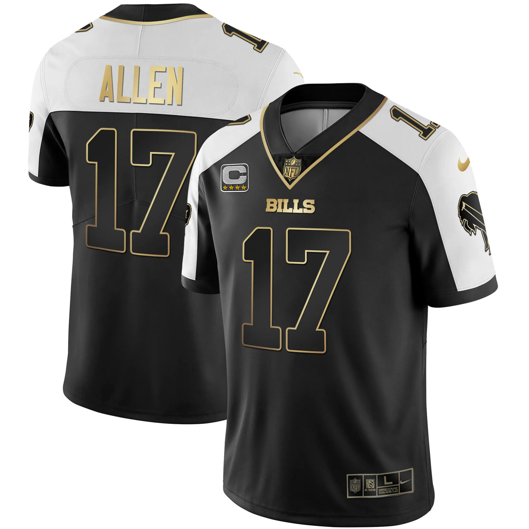 Men's Bills Alternate Vapor Black Gold & Black Inverted Limited - All Stitched