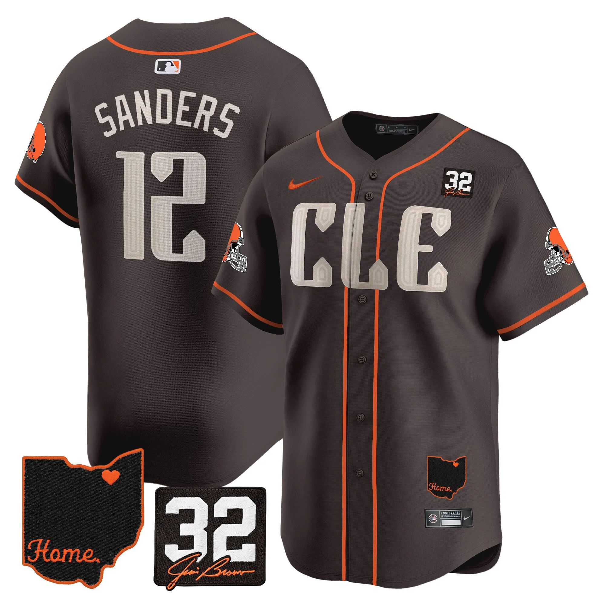 Men's Browns #32 Jim Brown Memorial & Home Patch Vapor Premier Limited Jersey - All Stitched