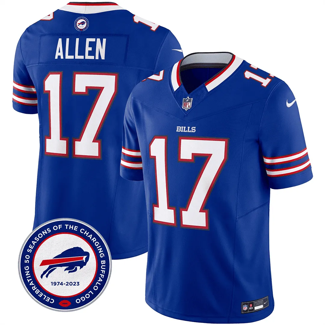 Men's Buffalo Bills 50th Charging Logo Patch Vapor Limited Jersey - All Stitched