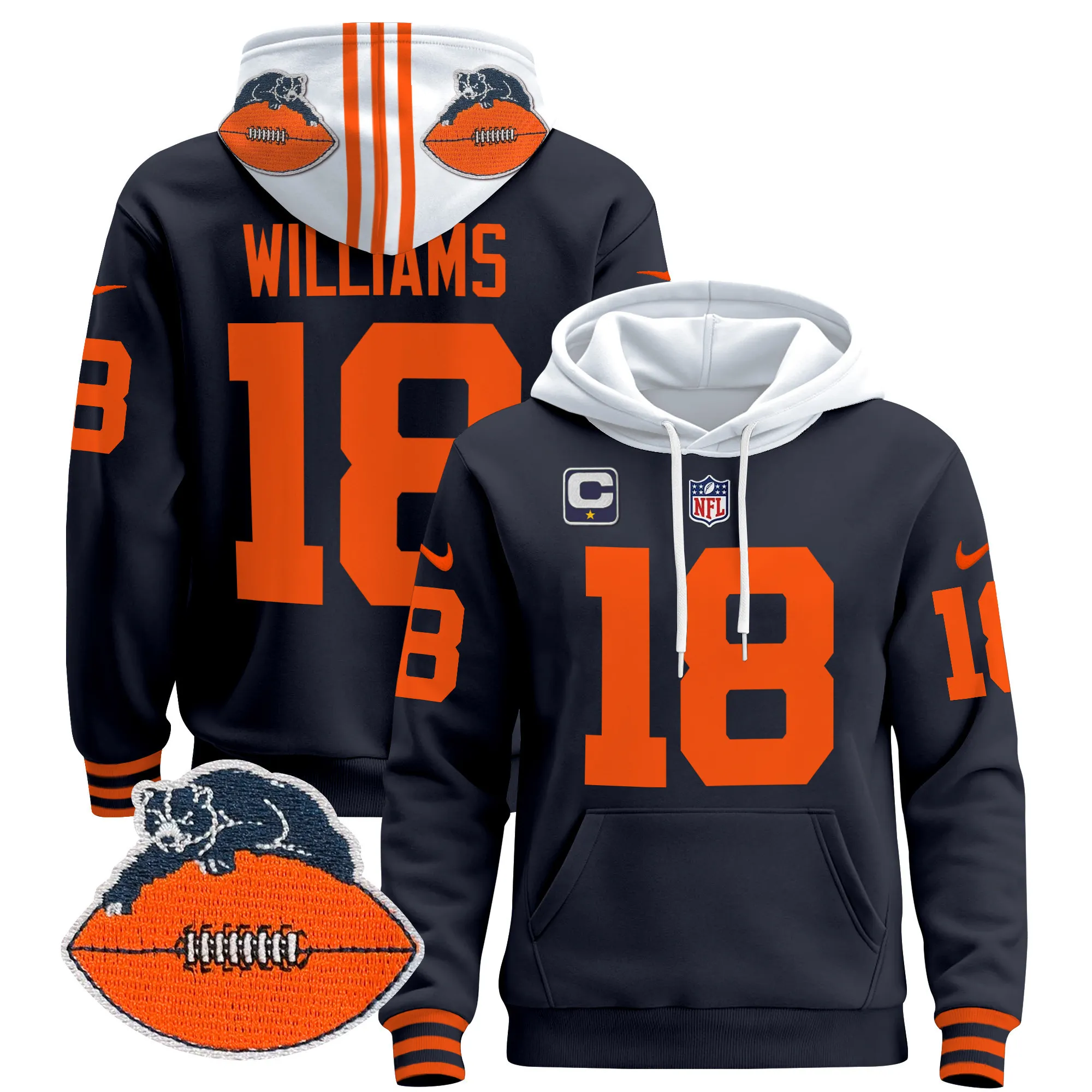 Men's Chicago Bears Throwback 2024 Pullover Hoodie - All Stitched