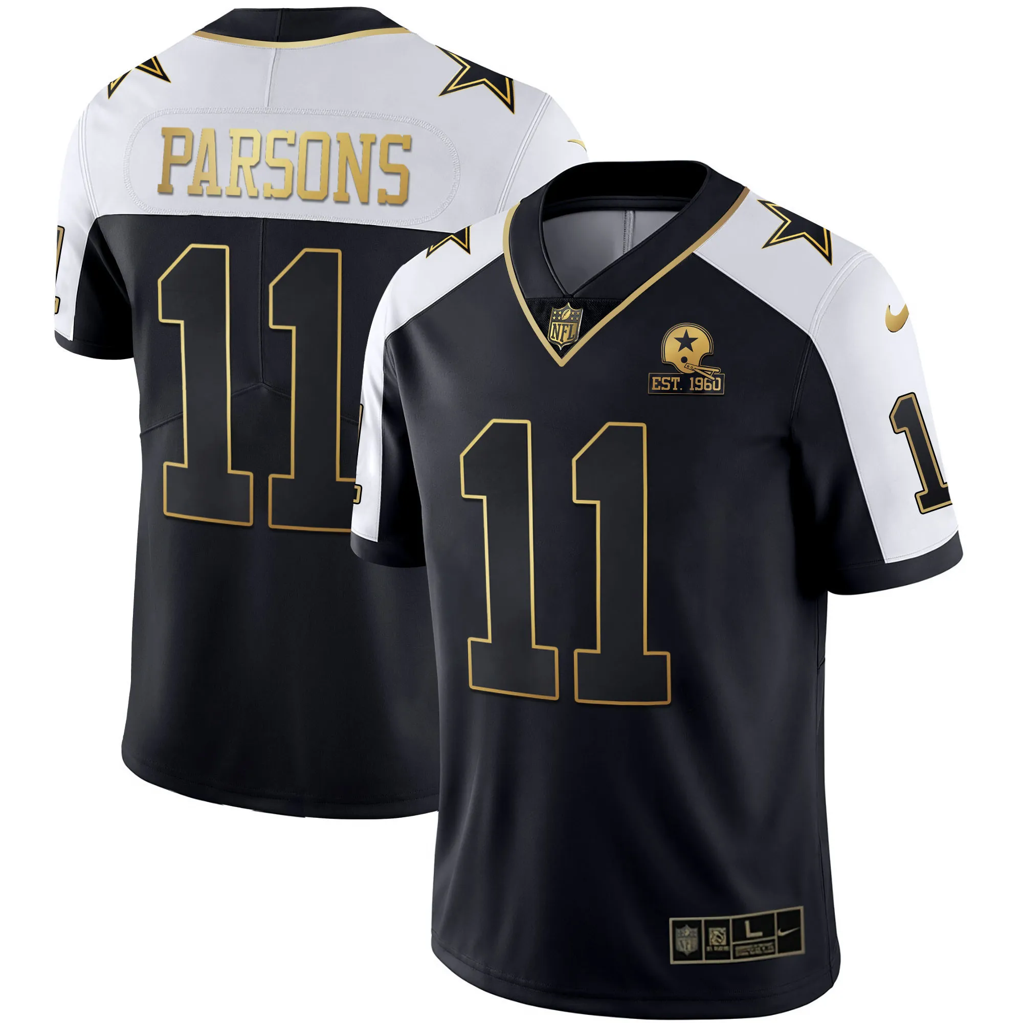 Men's Cowboys Alternate Vapor Black Gold & Navy Gold Limited - All Stitched