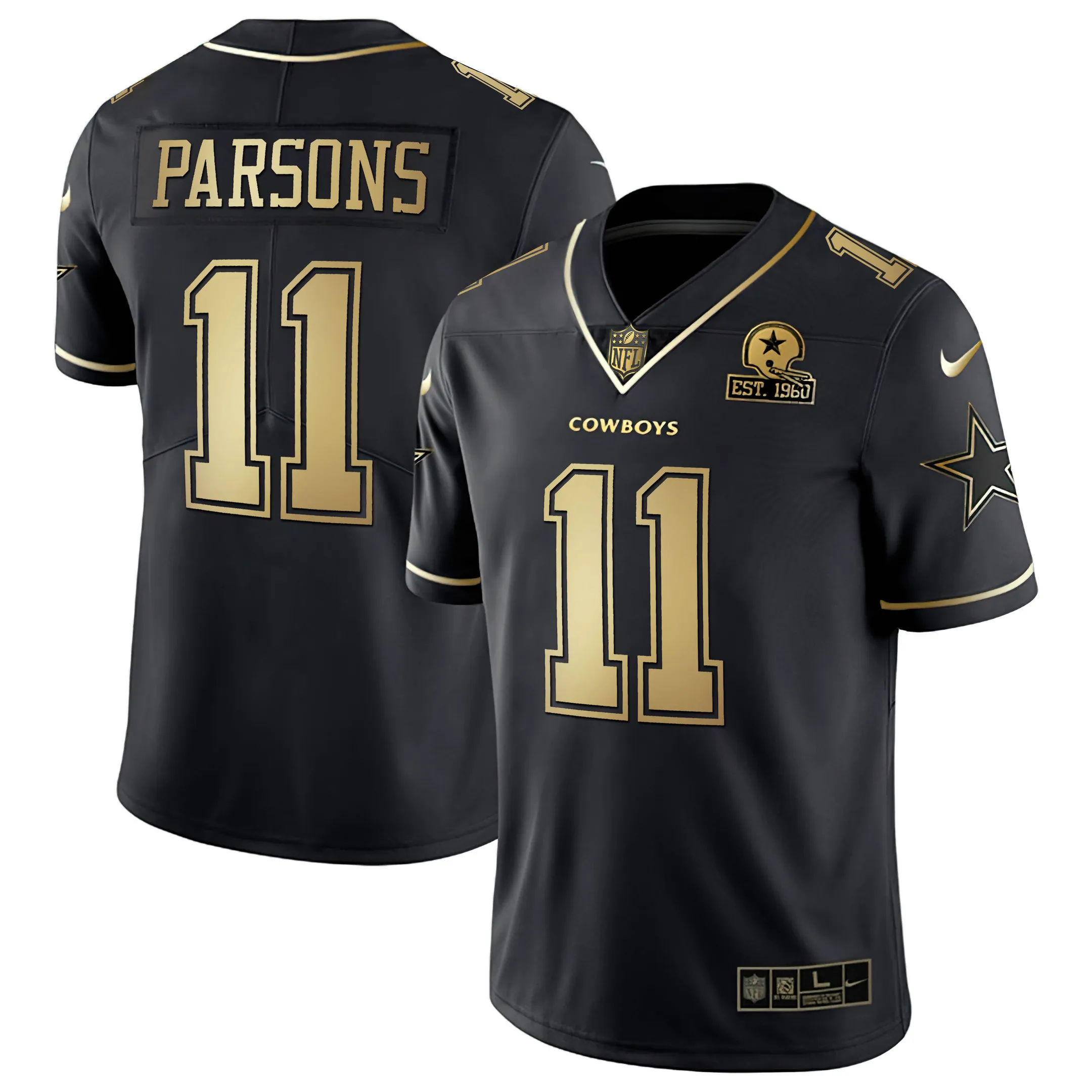 Men's Cowboys Black & White Gold Vapor Limited - All Stitched