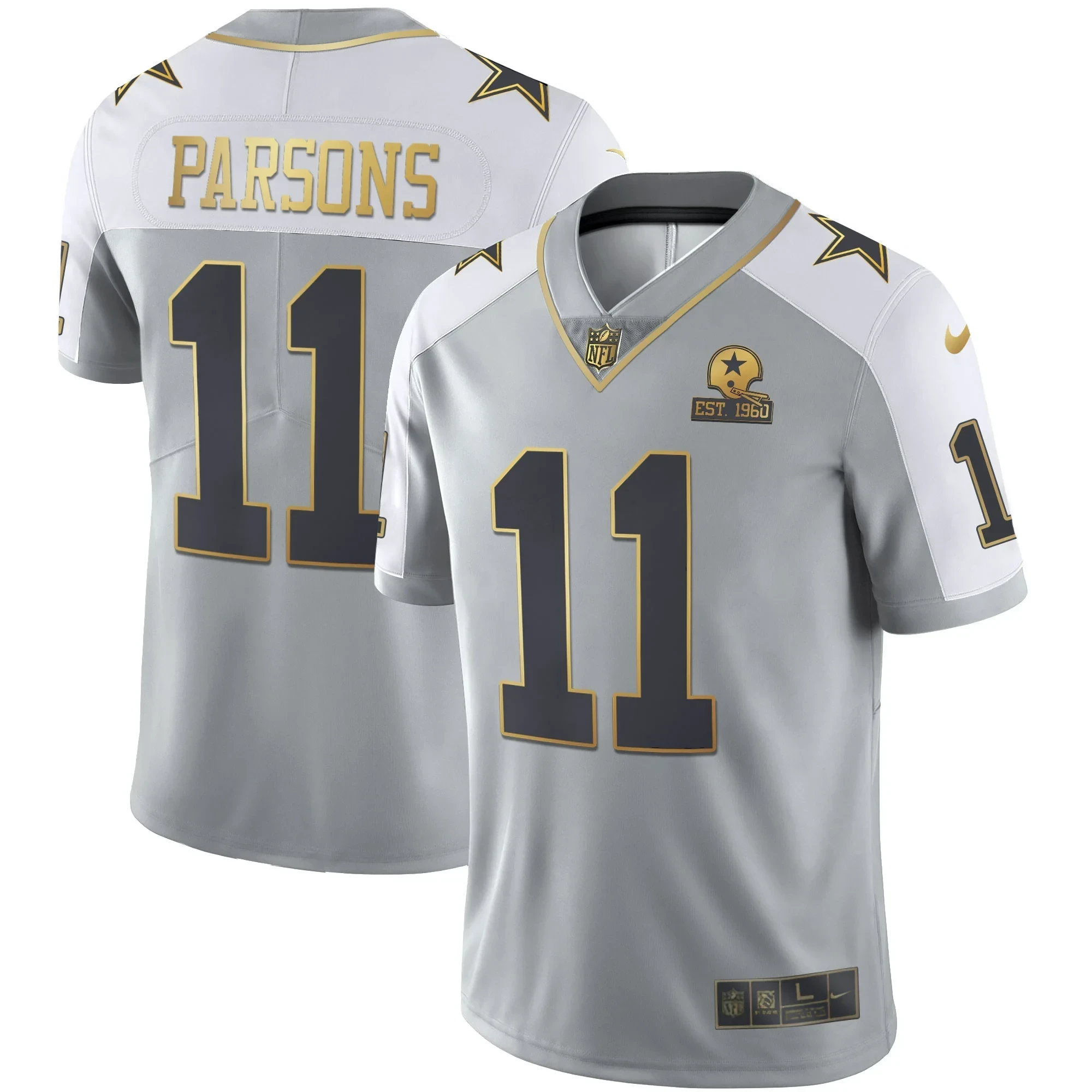 Men's Cowboys Gray Gold Vapor Est 1960 Patch - All Stitched