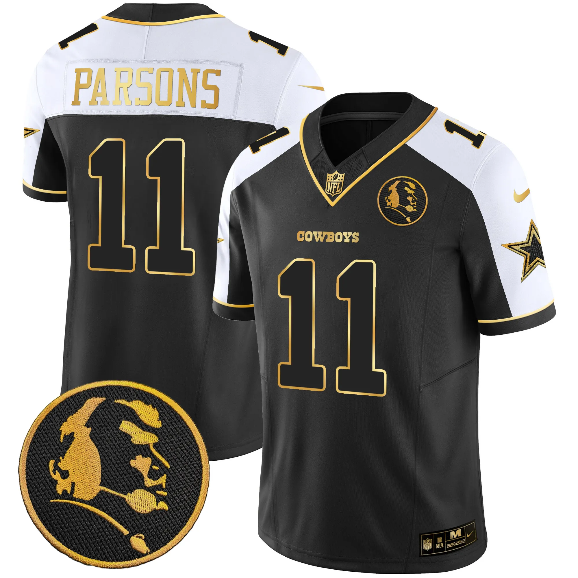 Men's Cowboys John Madden Patch Gold Vapor Jersey - All Stitched
