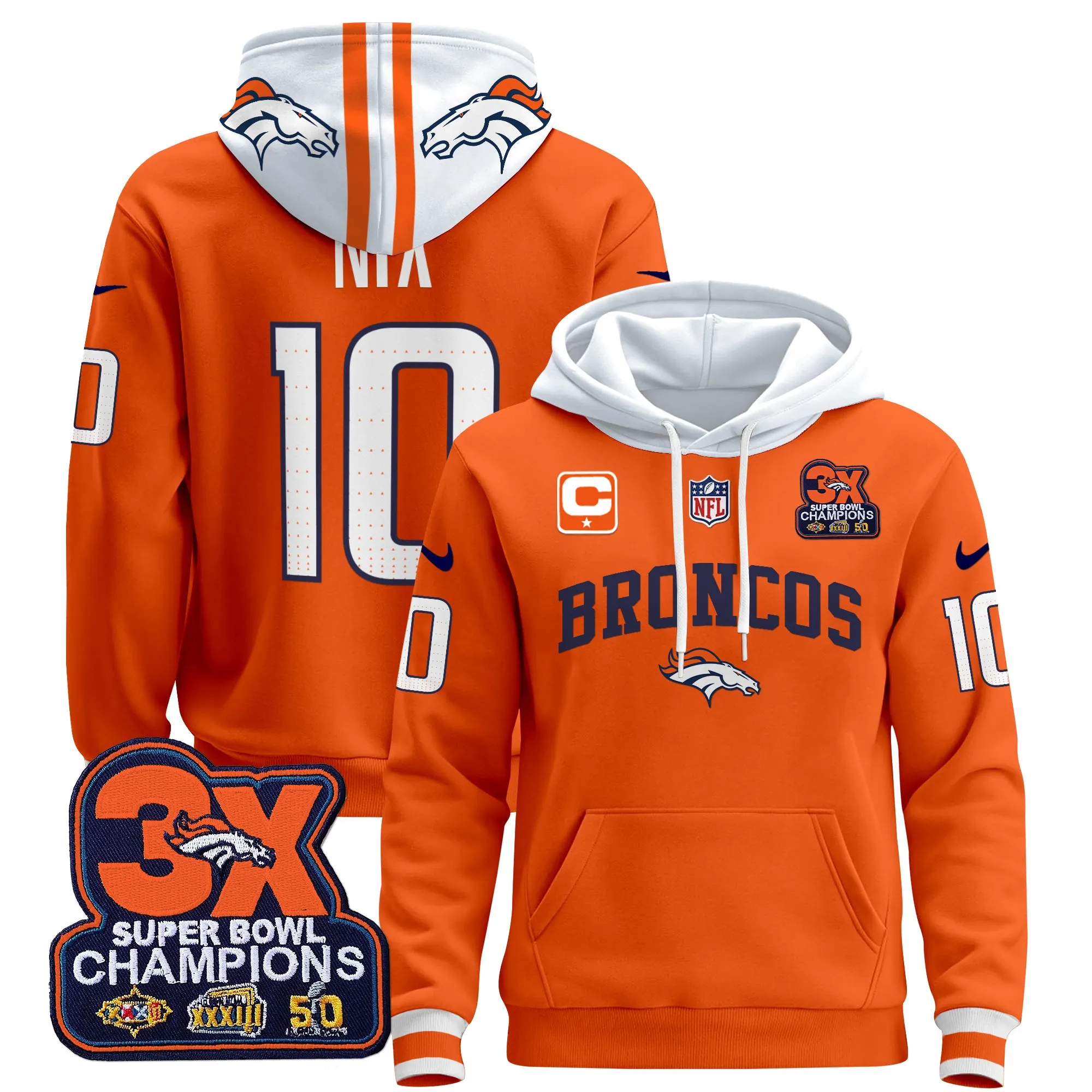 Men's Denver Broncos 2024 Pullover Hoodie V2 - All Stitched