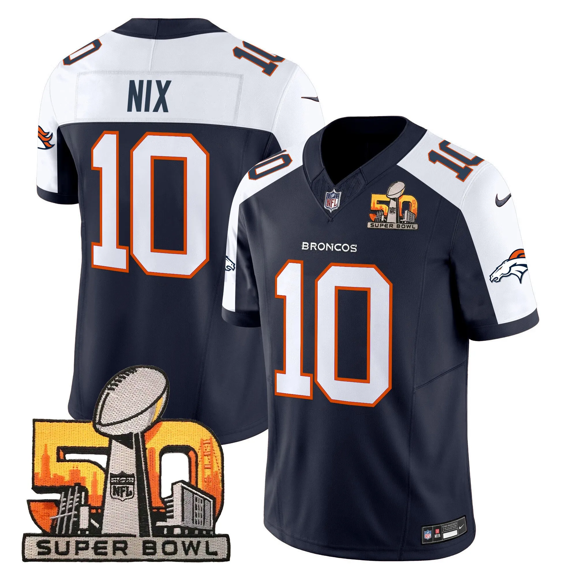 Men's Denver Broncos Super Bowl 50 Patch Vapor Limited Jersey - All Stitched