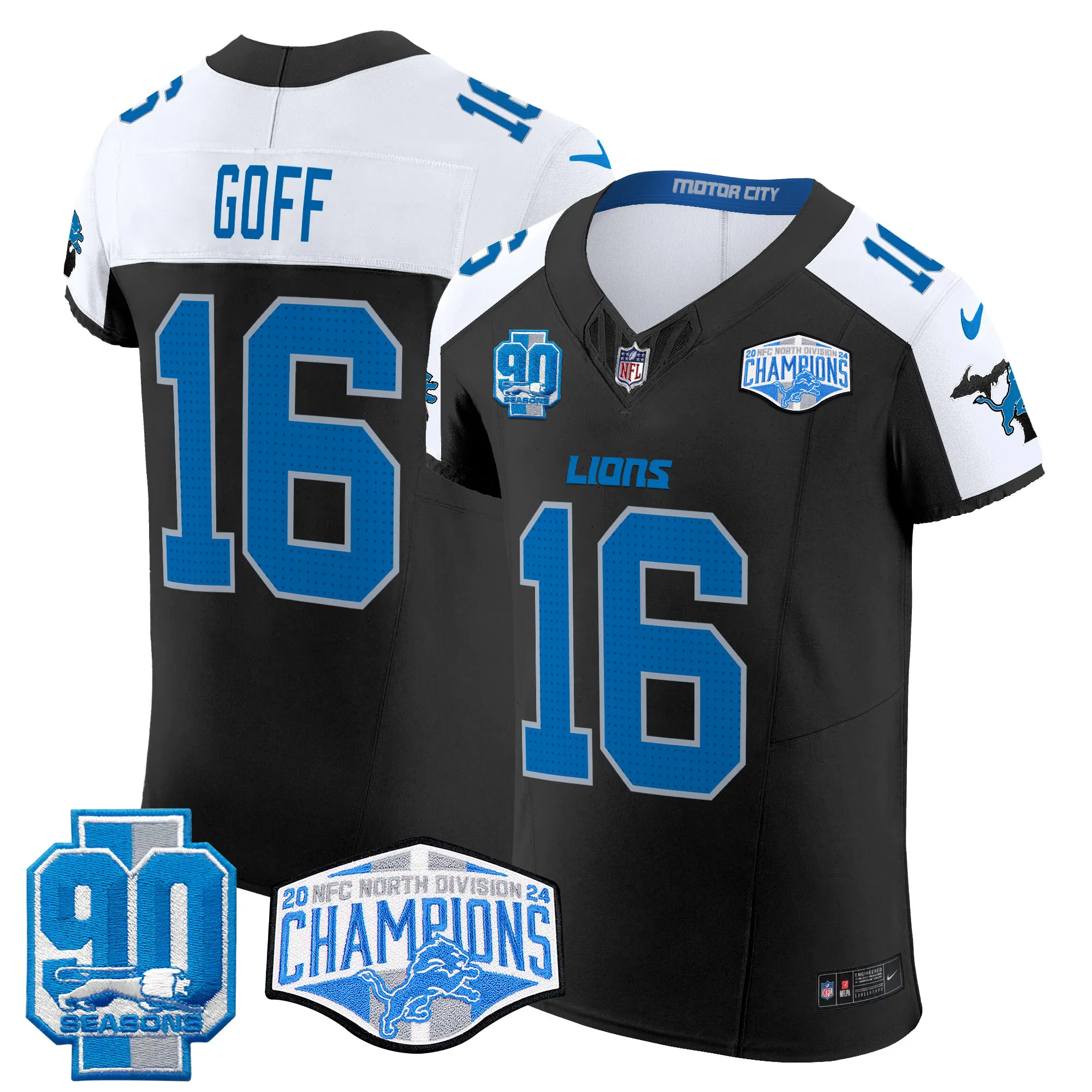Men's Detroit Lions 2024 NFC North Division Champions Patch Vapor Elite Jersey - All Stitched