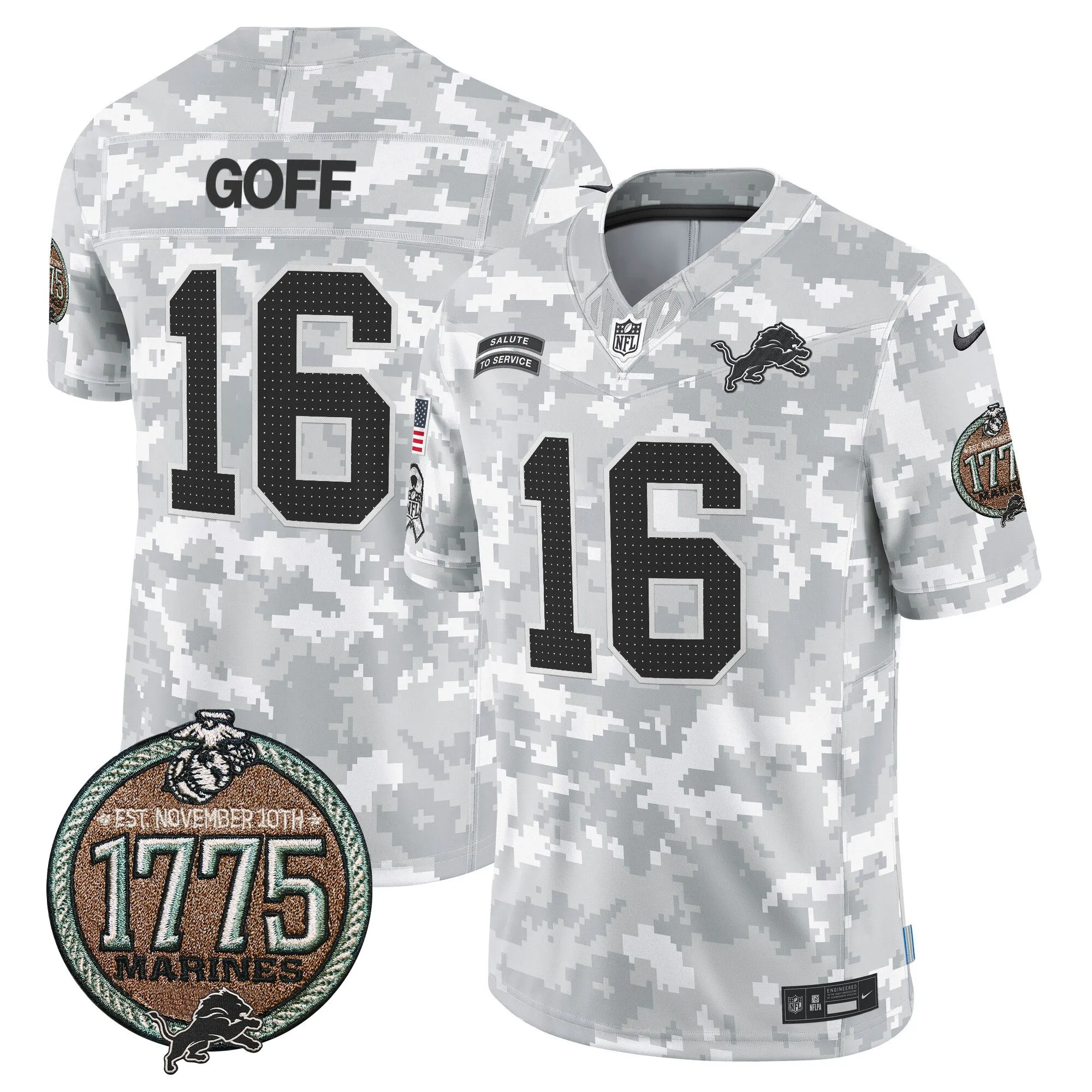 Men's Detroit Lions 2024 Salute to Service Establishment Year Patch Vapor Limited Jersey - All Stitched