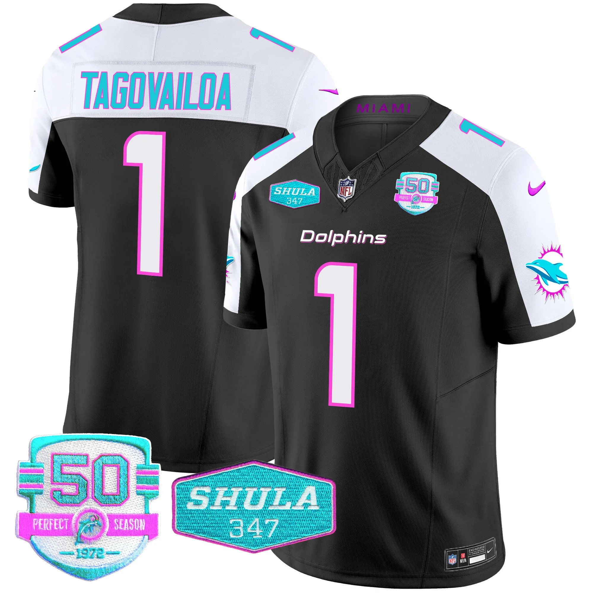 Men's Dolphins "Miami Vice" Vapor Limited Jersey V2 - All Stitched