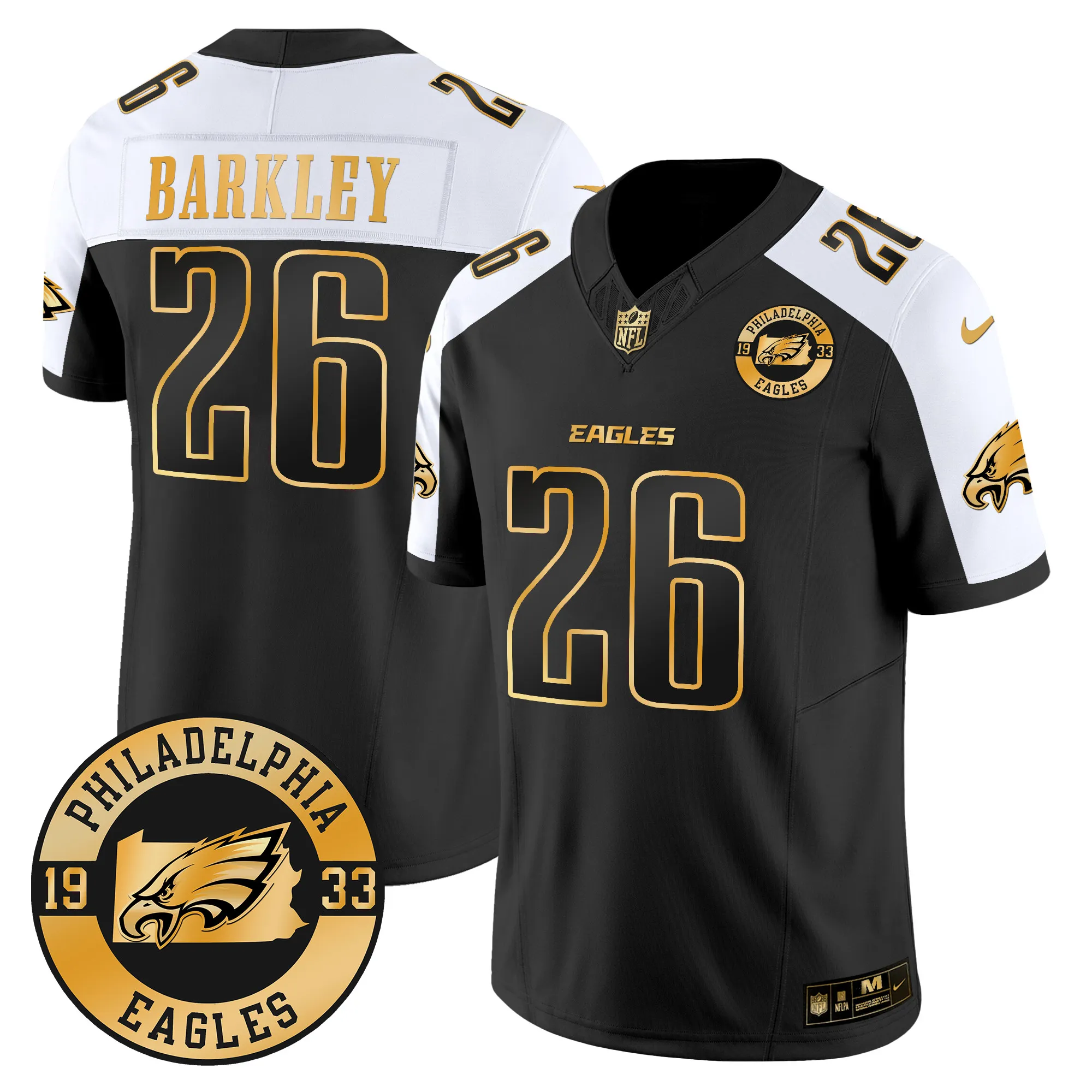 Men's Eagles 2024 Gold Vapor Limited Jersey - Est. 1933 Patch - All Stitched
