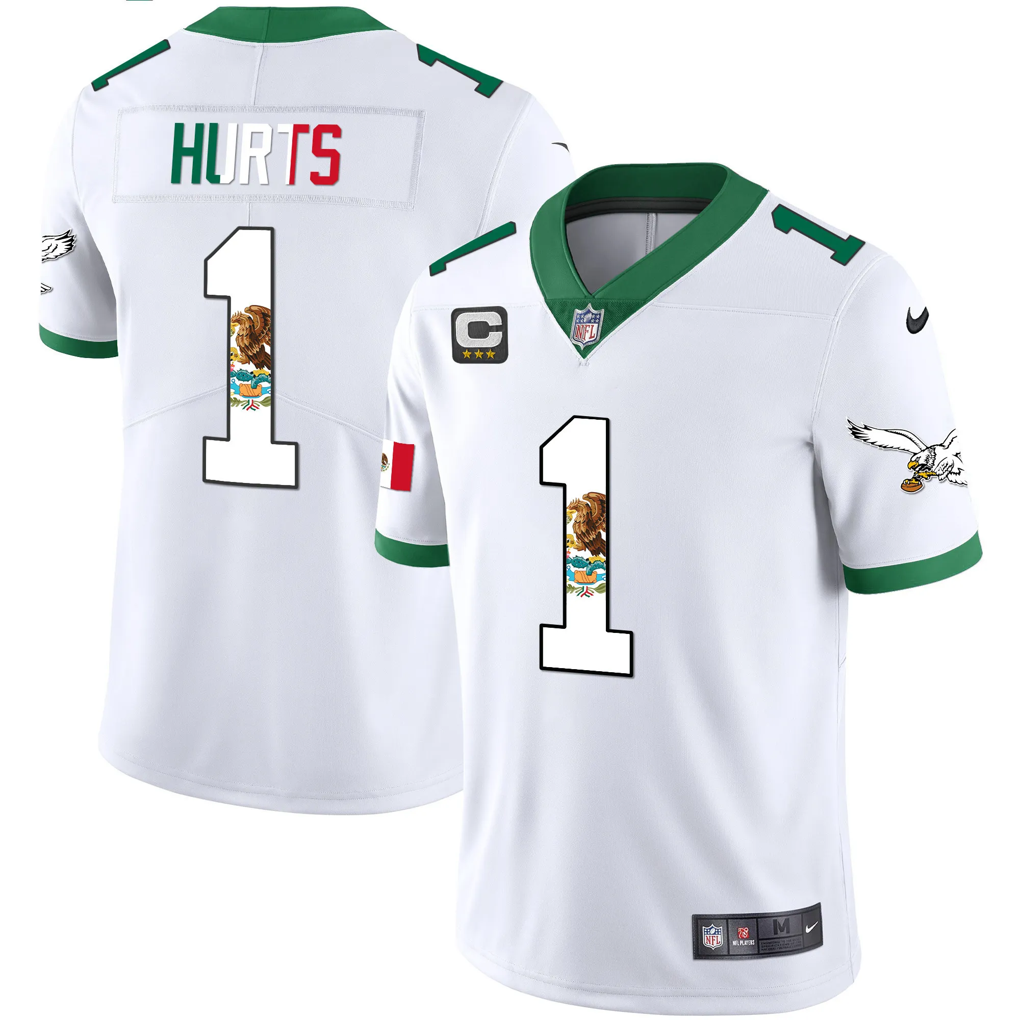 Men's Eagles Mexico Gold & Kelly Vapor Jersey - All Stitched