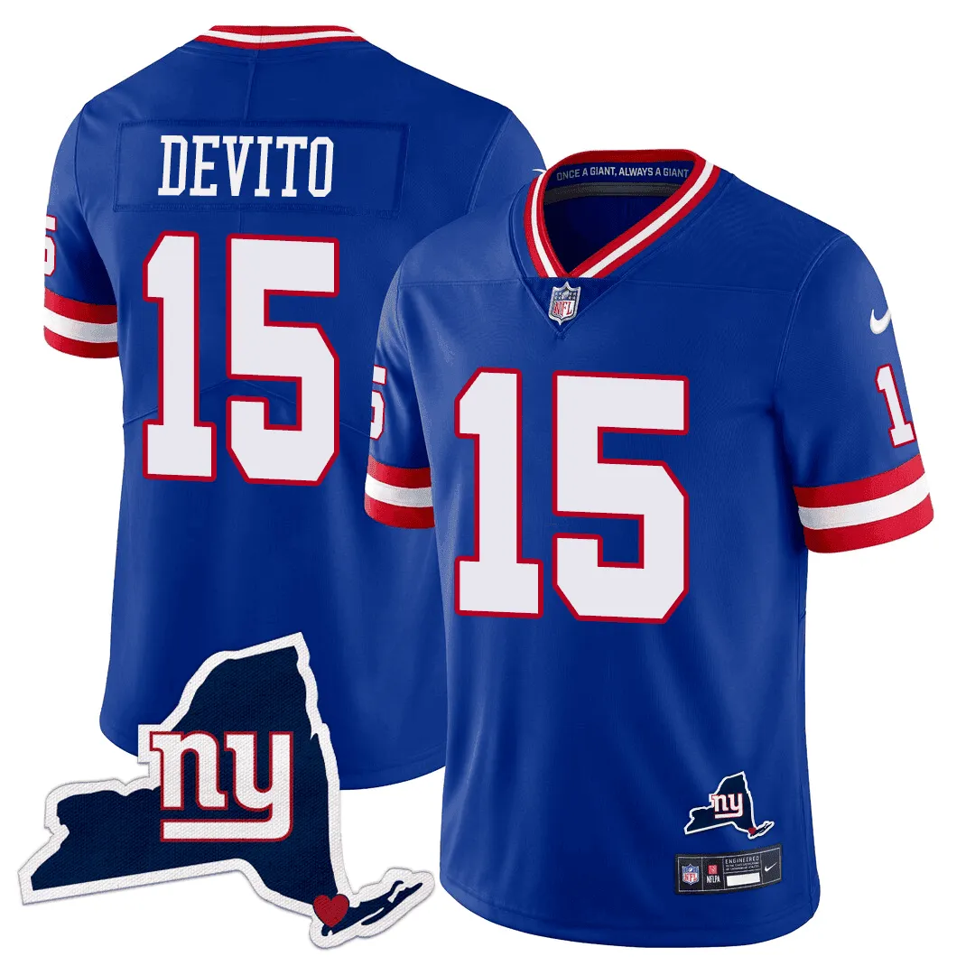 Men's Giants New York State Map Patch Limited Jersey - All Stitched