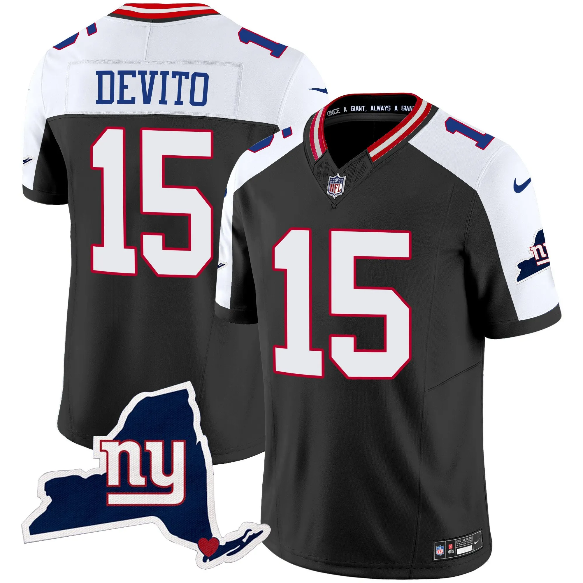 Men's Giants New York State Map Patch Limited Jersey V2 - All Stitched