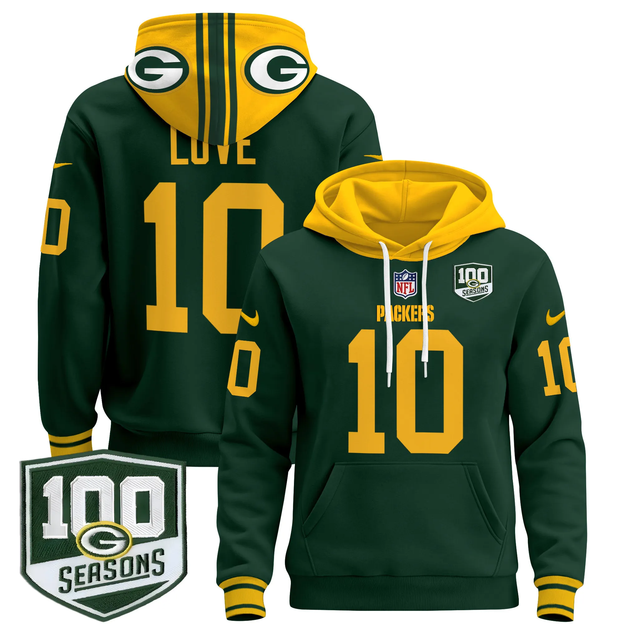 Men's Green Bay Packers Throwback 2024 Pullover Hoodie - All Stitched