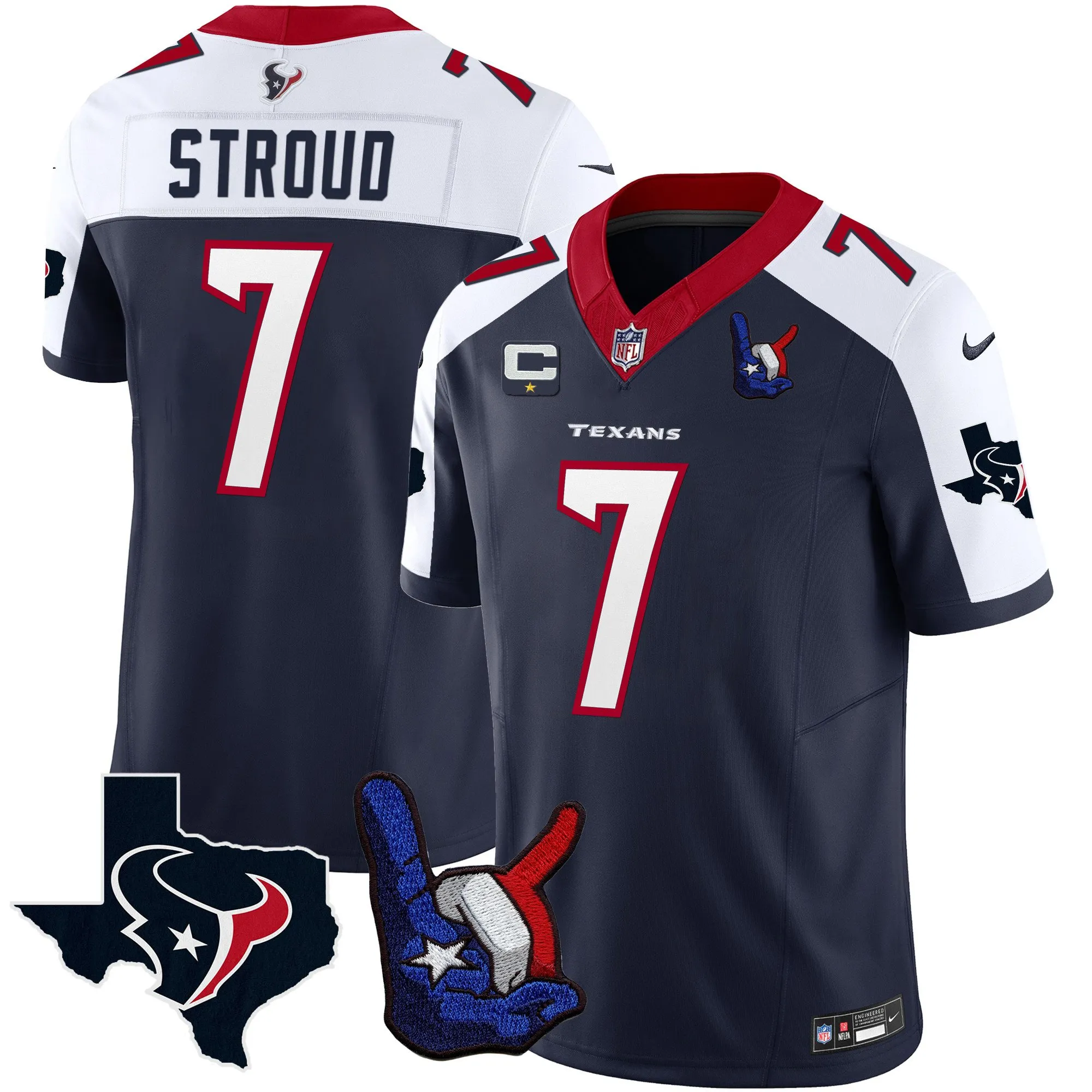 Men's Houston Texans Hand Sign Throwing Up The H Vapor Jersey - All Stitched