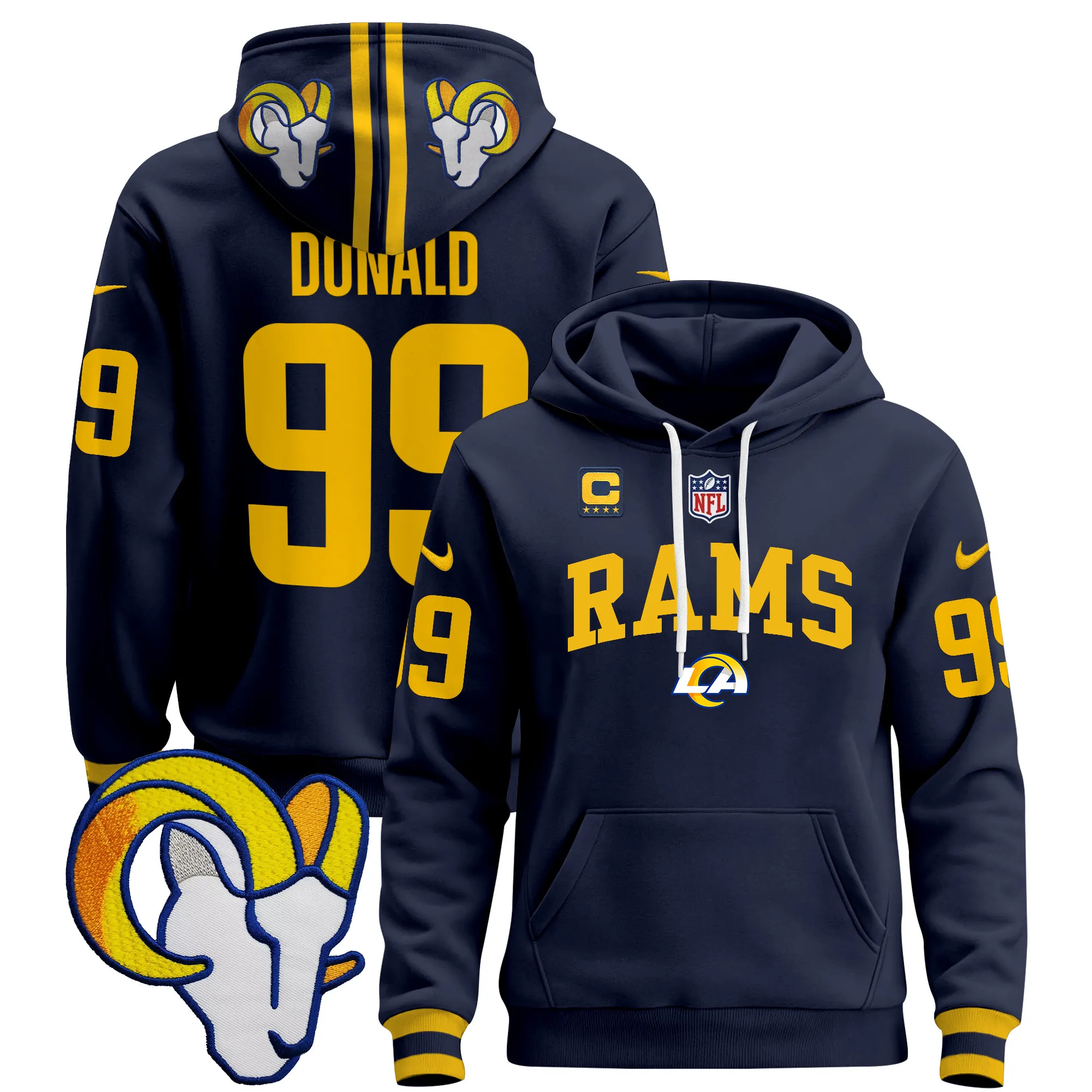 Men's Los Angeles Rams 2024 Pullover Hoodie V2 - All Stitched