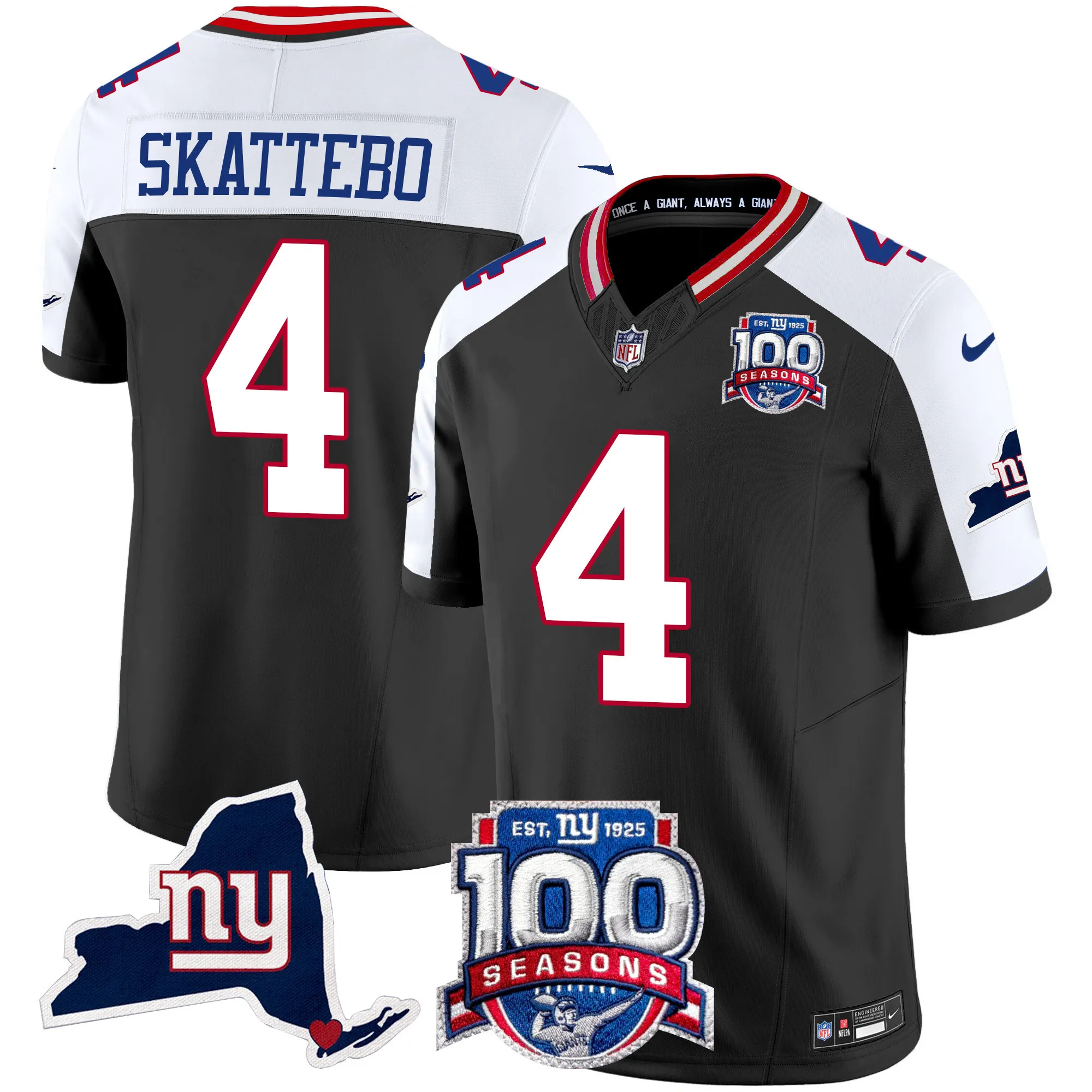 Men's New York Giants 100th Season & State Patch Vapor Limited Jersey - All Stitched