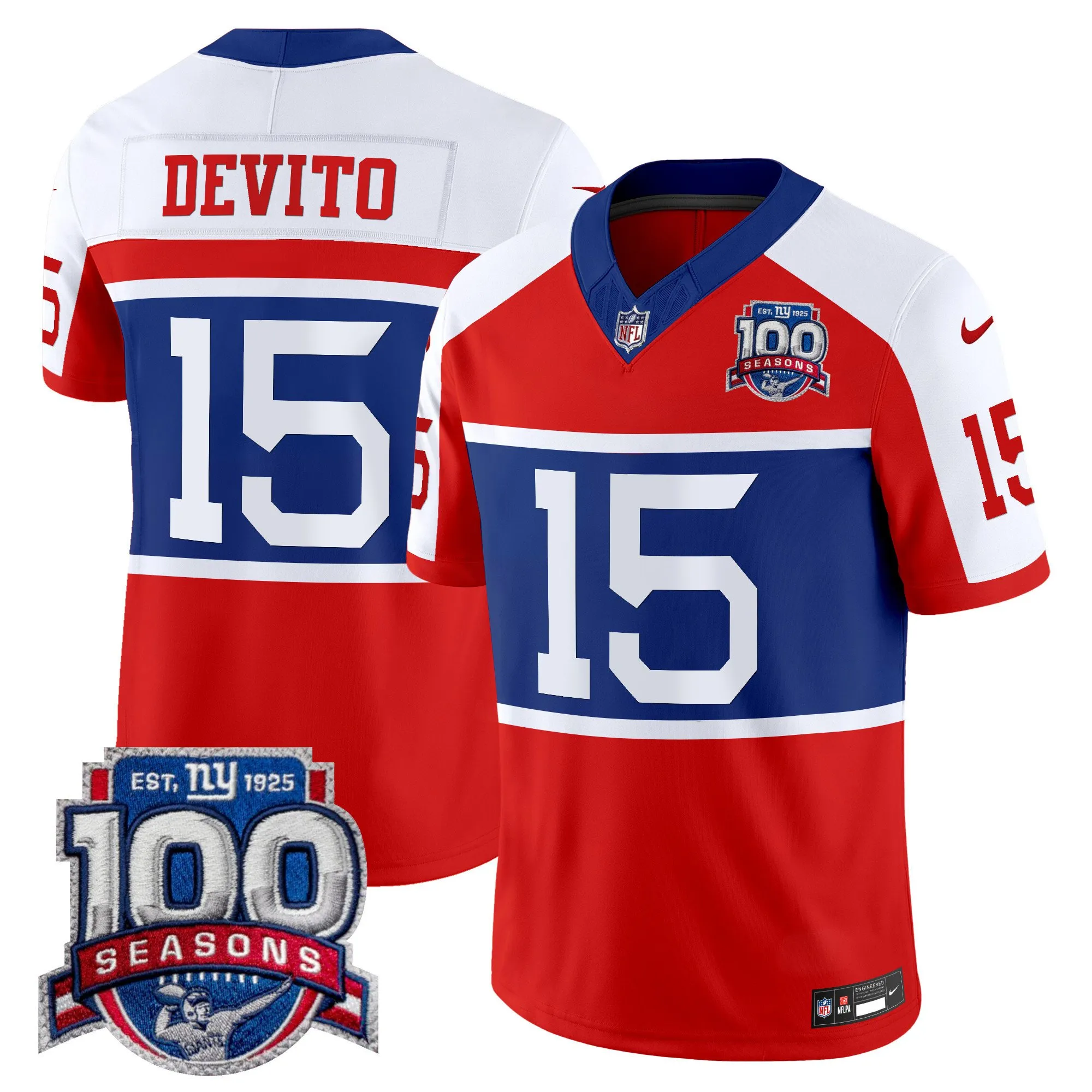 Men's New York Giants 'Century Red' 100th Season Commemorative Vapor Jersey - All Stitched