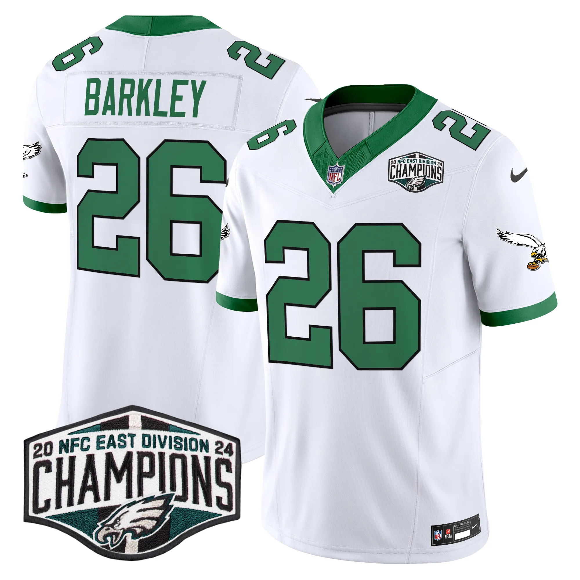 Men's Philadelphia Eagles Kelly Green 2024 NFC East Division Champions Vapor Limited Jersey V2 - All Stitched