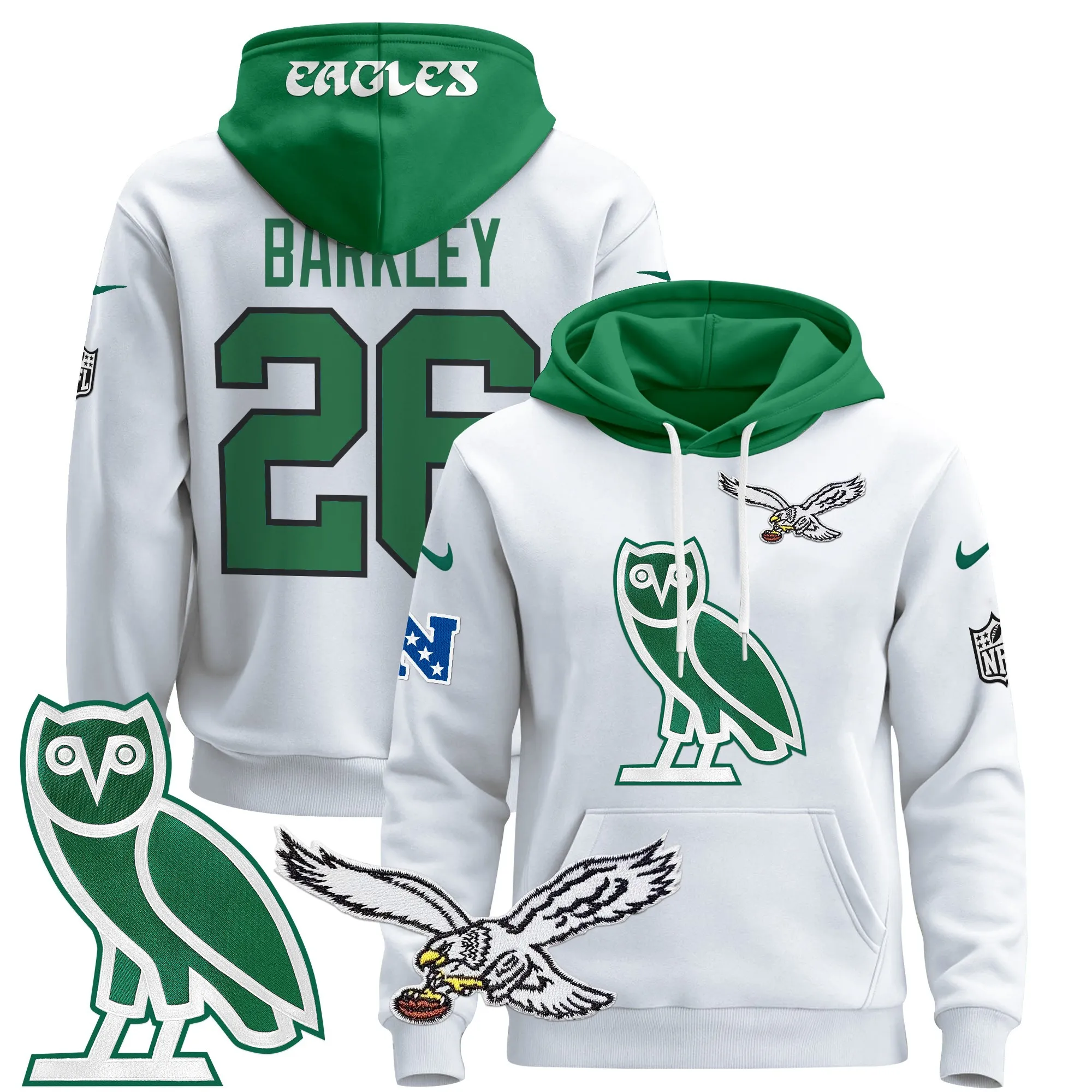 Men's Philadelphia Eagles OVO 2024 Pullover Hoodie - All Stitched