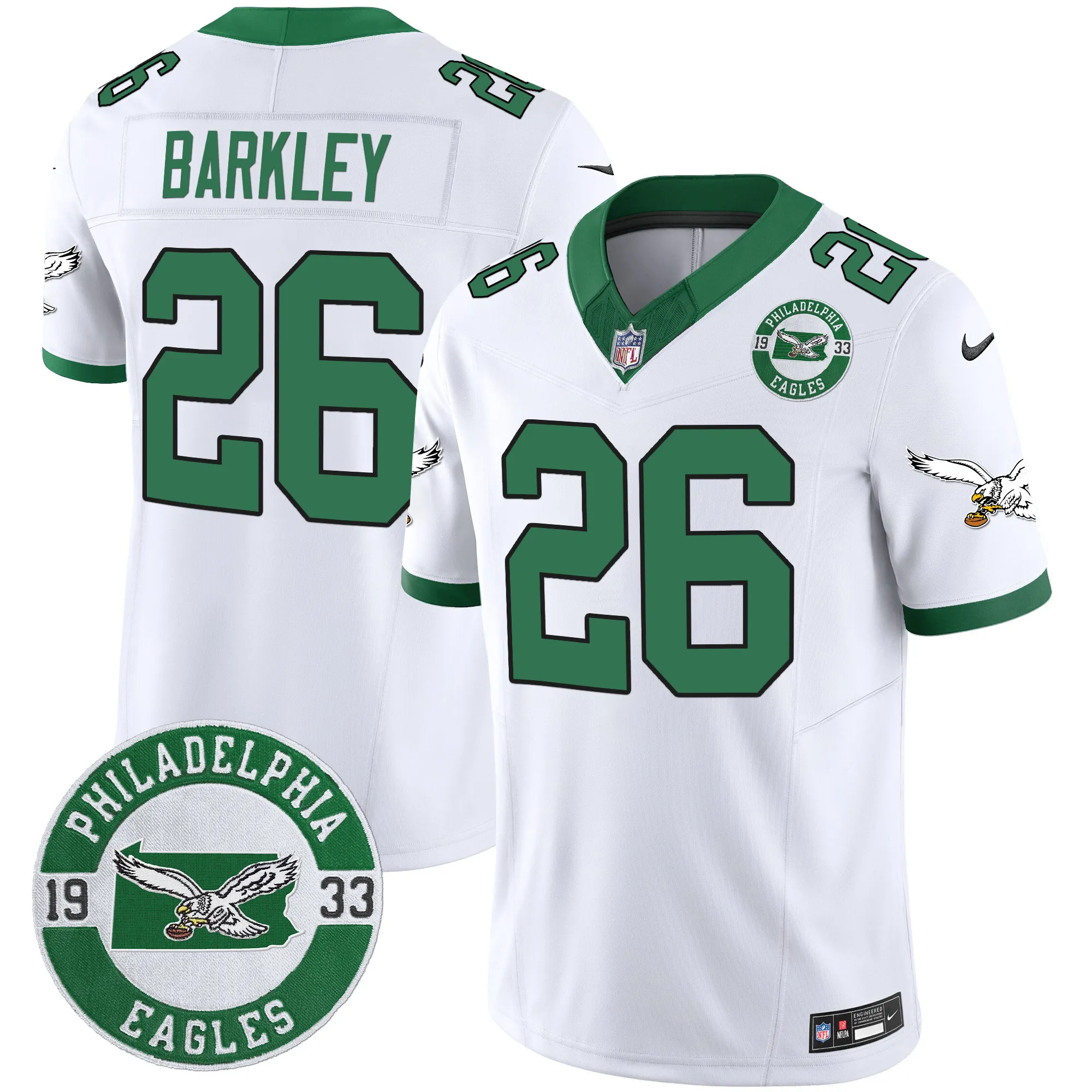 Men's Philadelphia Eagles Throwback Vapor Limited Jersey - Est. 1933 Patch - All Stitched
