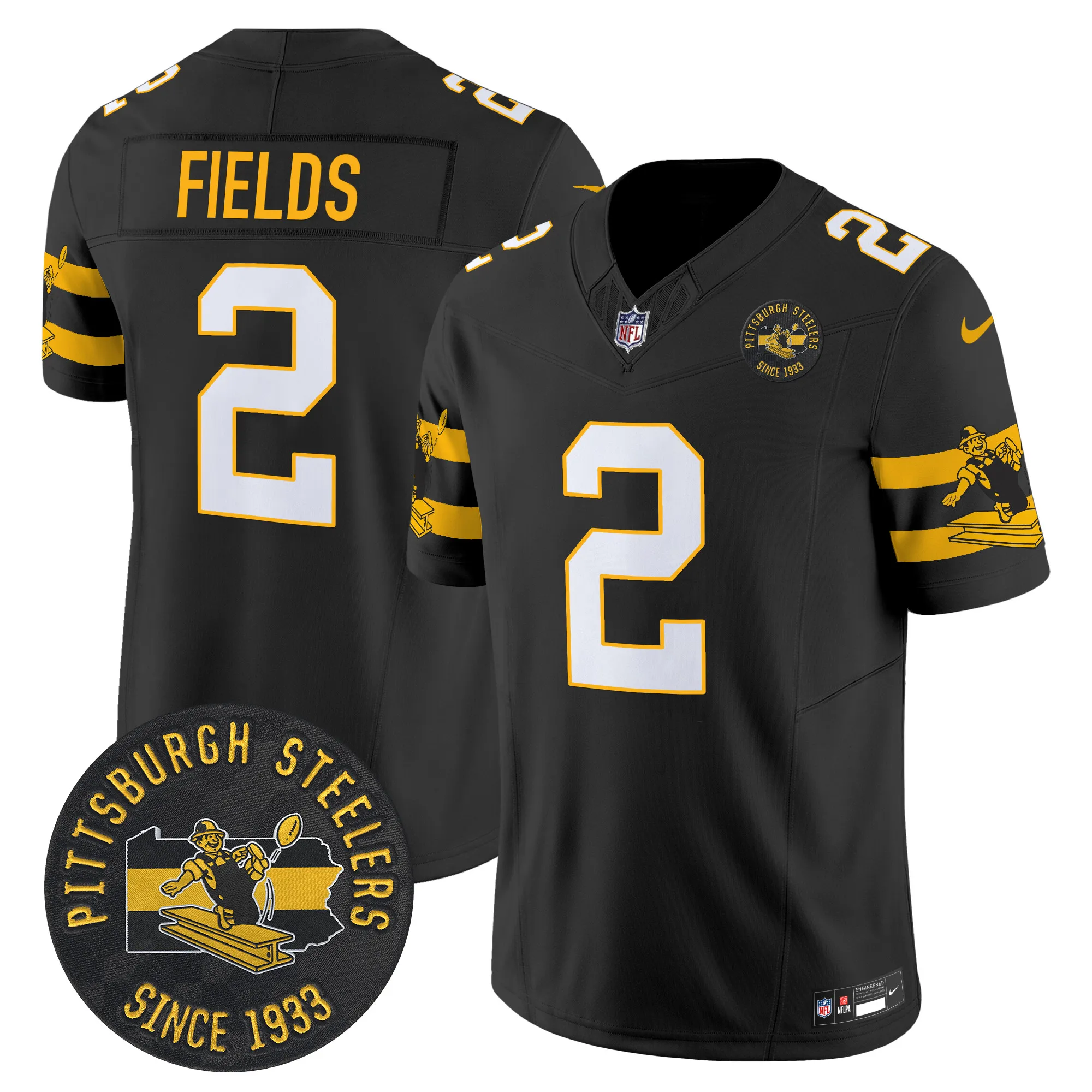 Men's Pittsburgh Steelers Throwback 1933 Patch Vapor Limited Jersey - All Stitched
