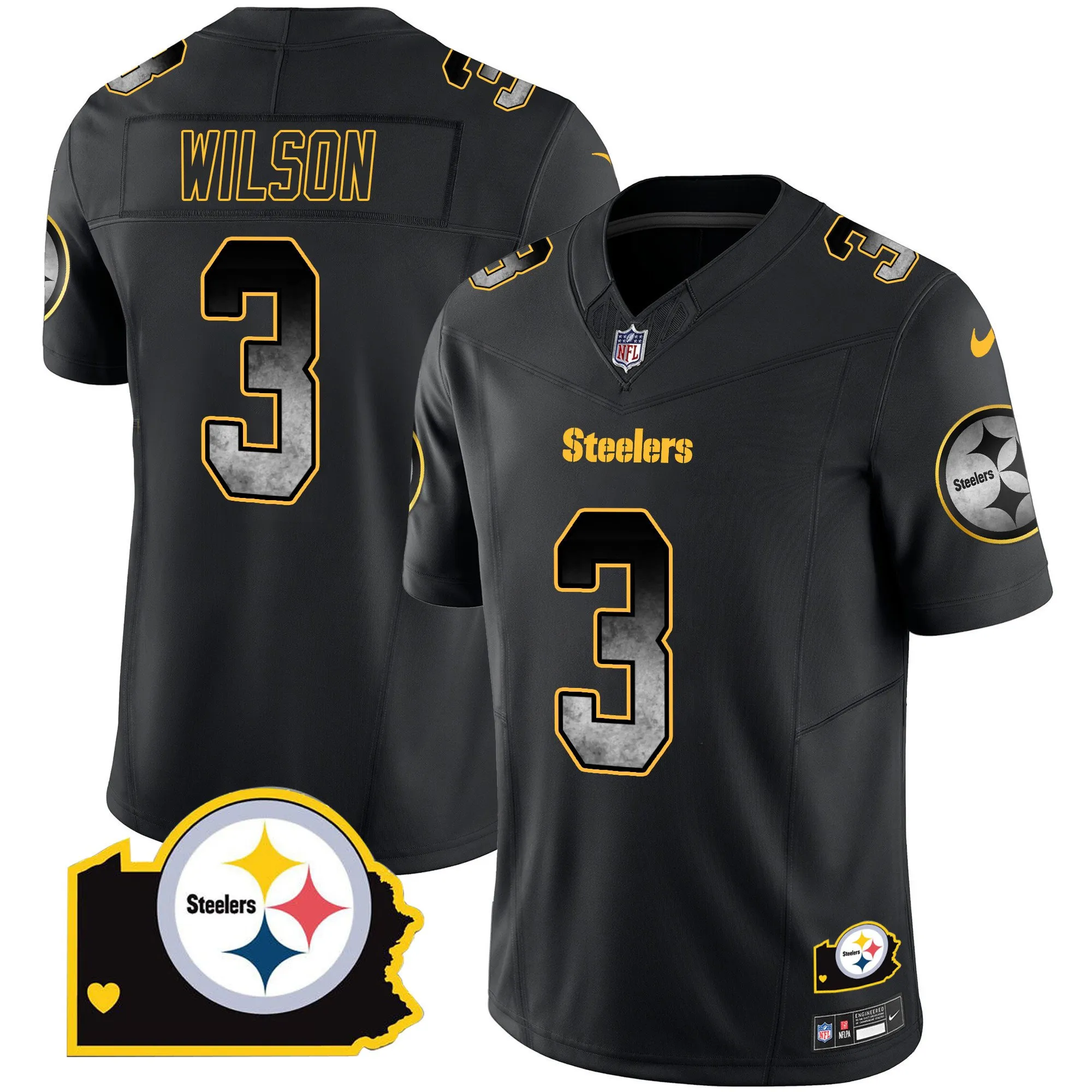 Men's Steelers Arch Smoke Home Patch Vapor Jersey - All Stitched