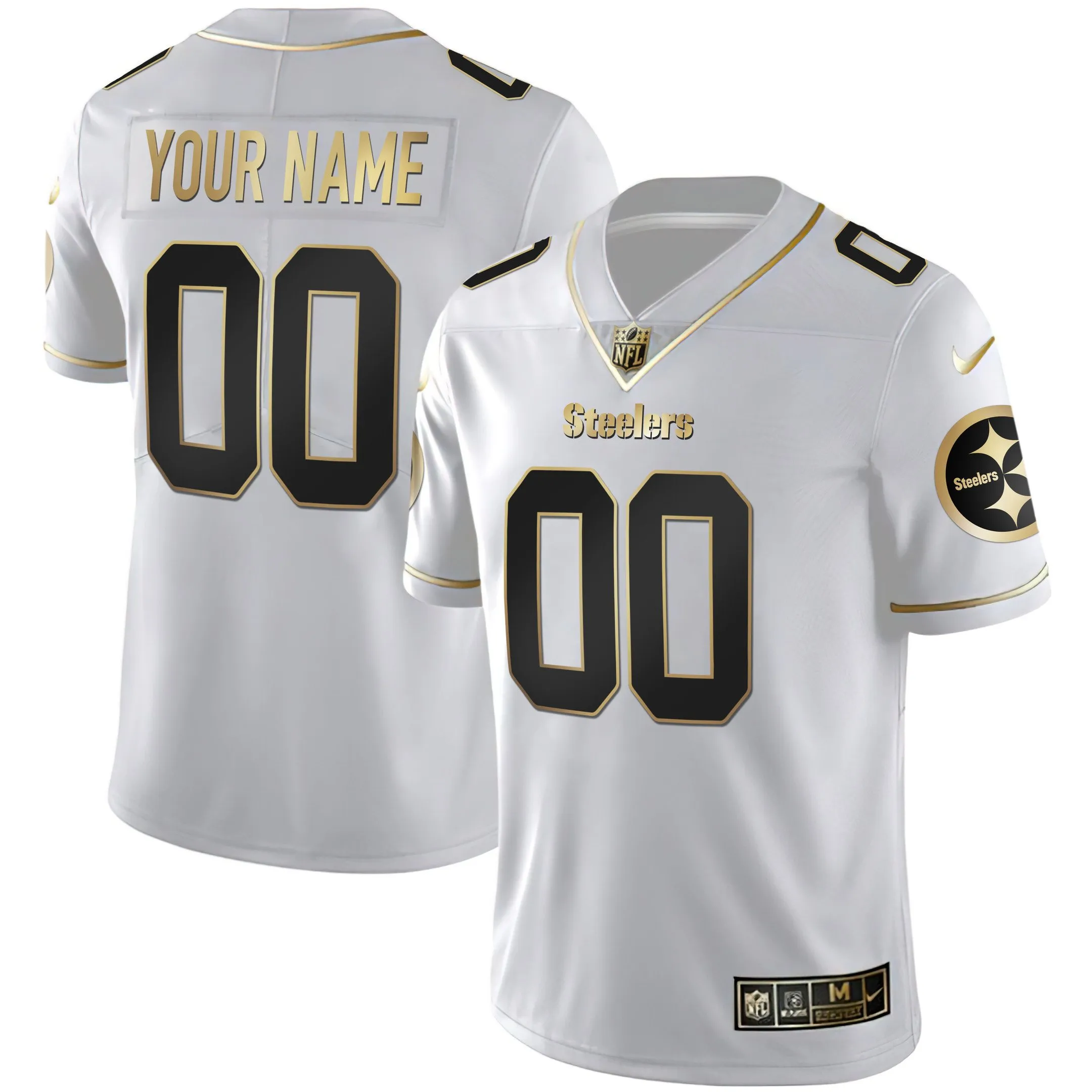 Men's Steelers Gold and Split Custom Name and Number - All Stitched