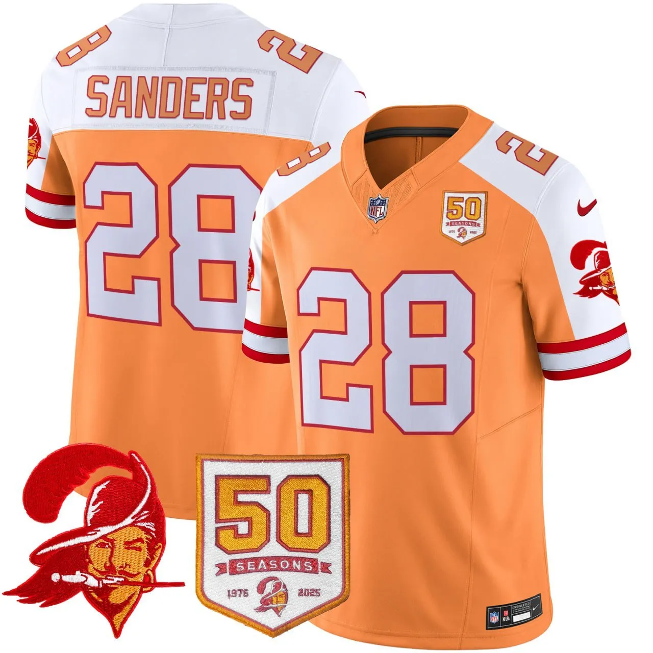 Men's Tampa Bay Buccaneers Throwback 50th Season Patch Vapor Limited Jersey - All Stitched