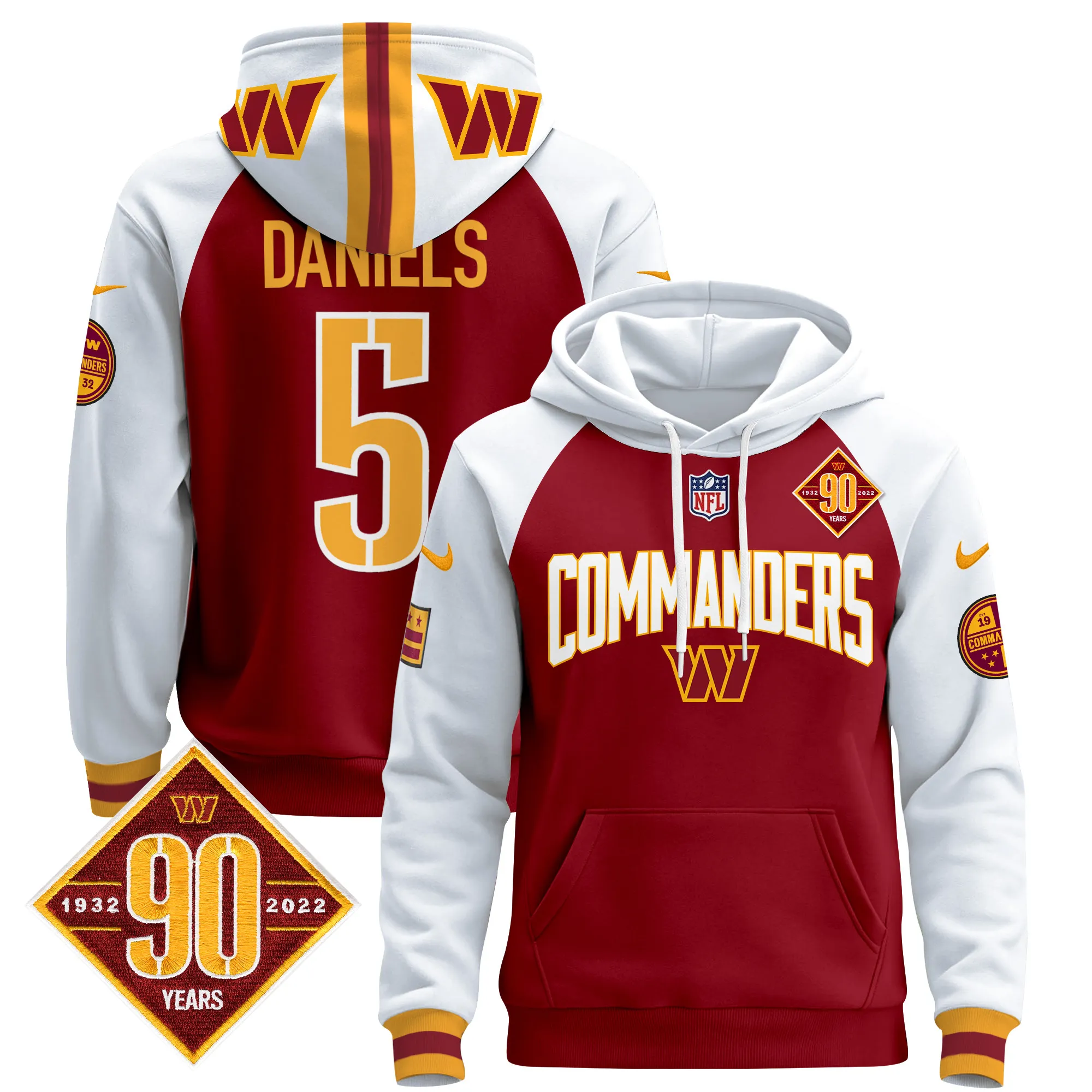 Men's Washington Commanders 2024 Pullover Hoodie V2- All Stitched