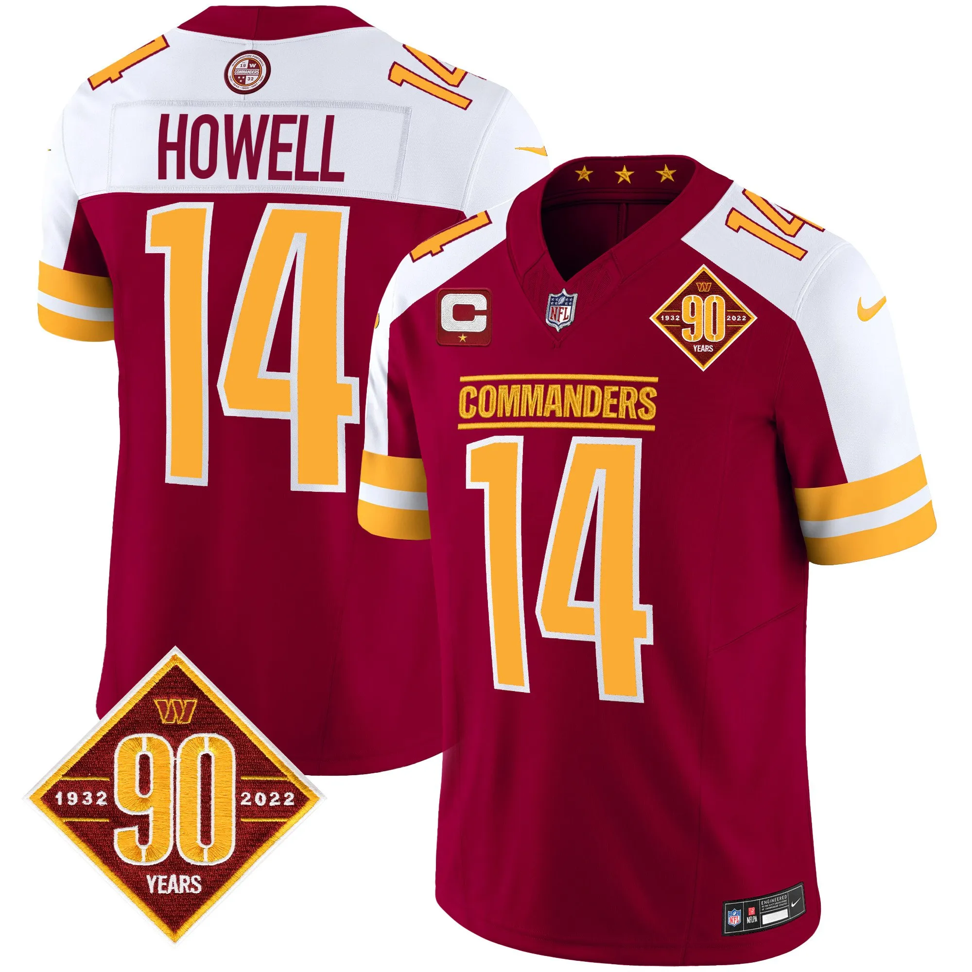 Men's Washington Commanders 90th Anniversary Patch Vapor Jersey V2 - All Stitched