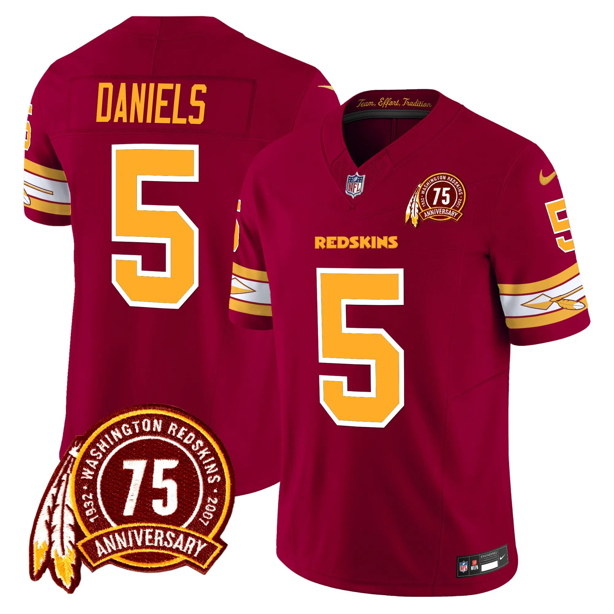 Men's Washington Redskins 75th Patch Vapor Limited Jersey - All Stitched