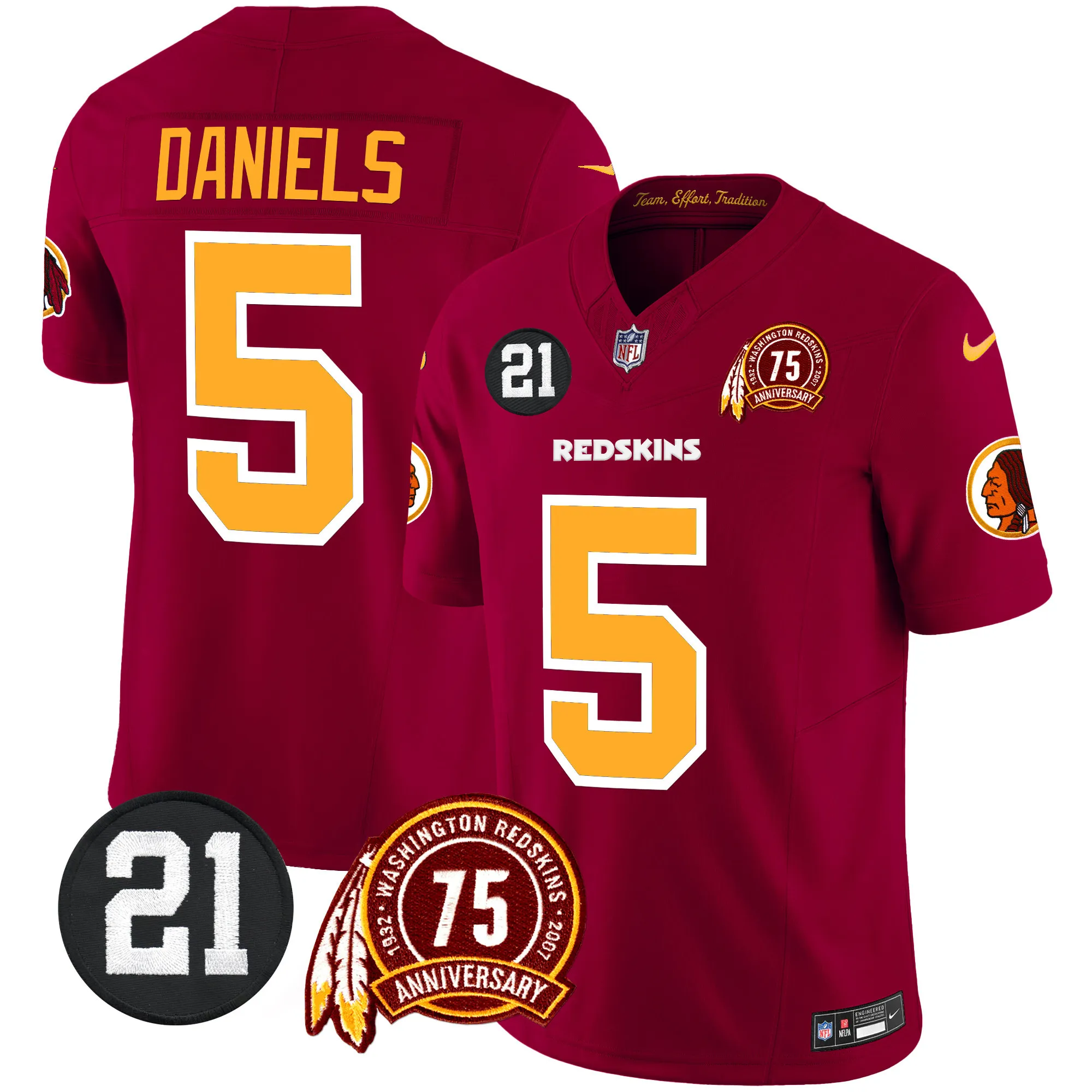 Men's Washington Redskins 75th & Sean Taylor Patch Vapor Limited Jersey - All Stitched