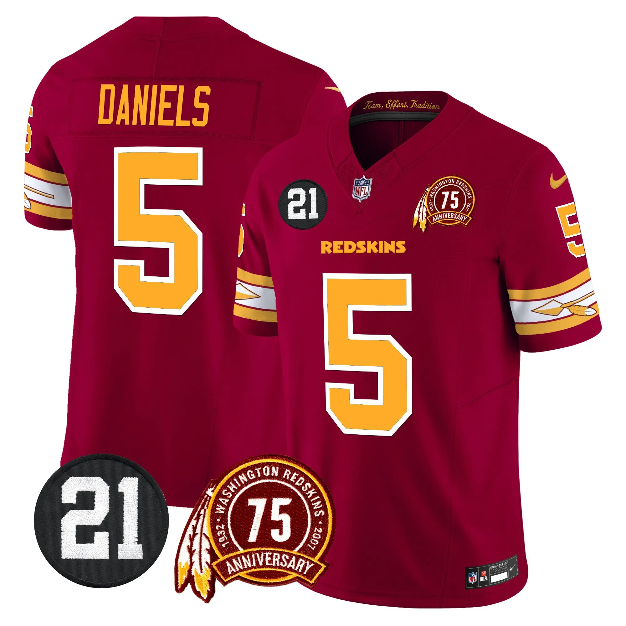 Men's Washington Redskins 75th & Sean Taylor Patch Vapor Limited Jersey V2 - All Stitched