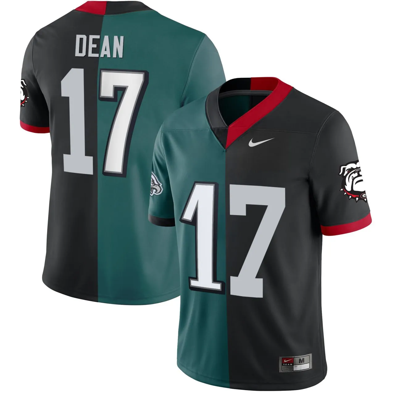 Nakobe Dean Philadelphia Eagles Bulldogs Split Jersey - All Stitched