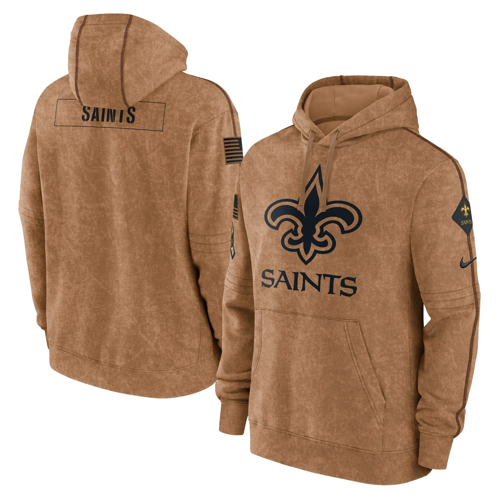 New Orleans Saints 2023 Salute To Service Brown Hoodie - Printed
